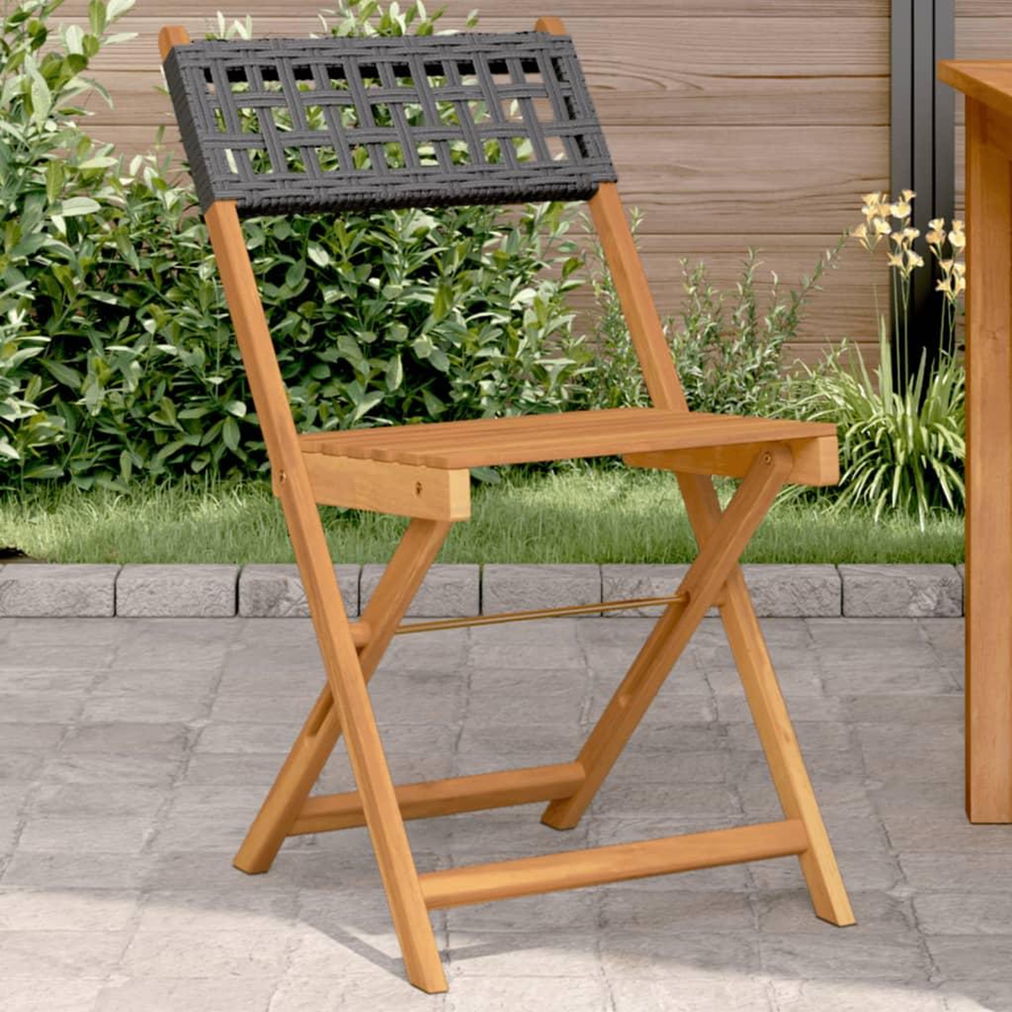 VIDAXL Chaises de bistrot lot de 2 noir bois massif d'acacia et rotin
