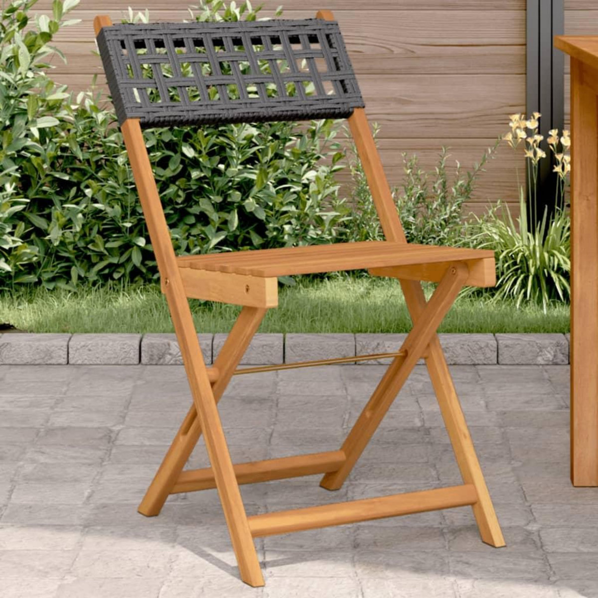 VIDAXL Chaises de bistrot lot de 2 noir bois massif d'acacia et rotin