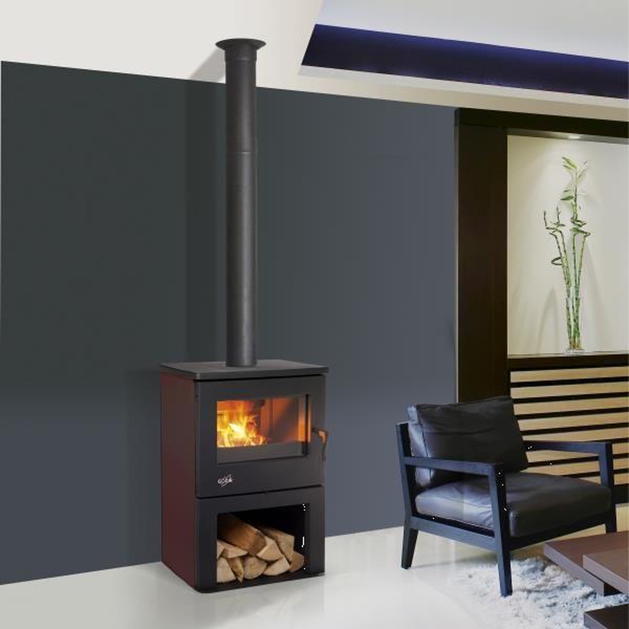 Godin Poêle à bois 8.5kw noir/carmin - 362113carmin