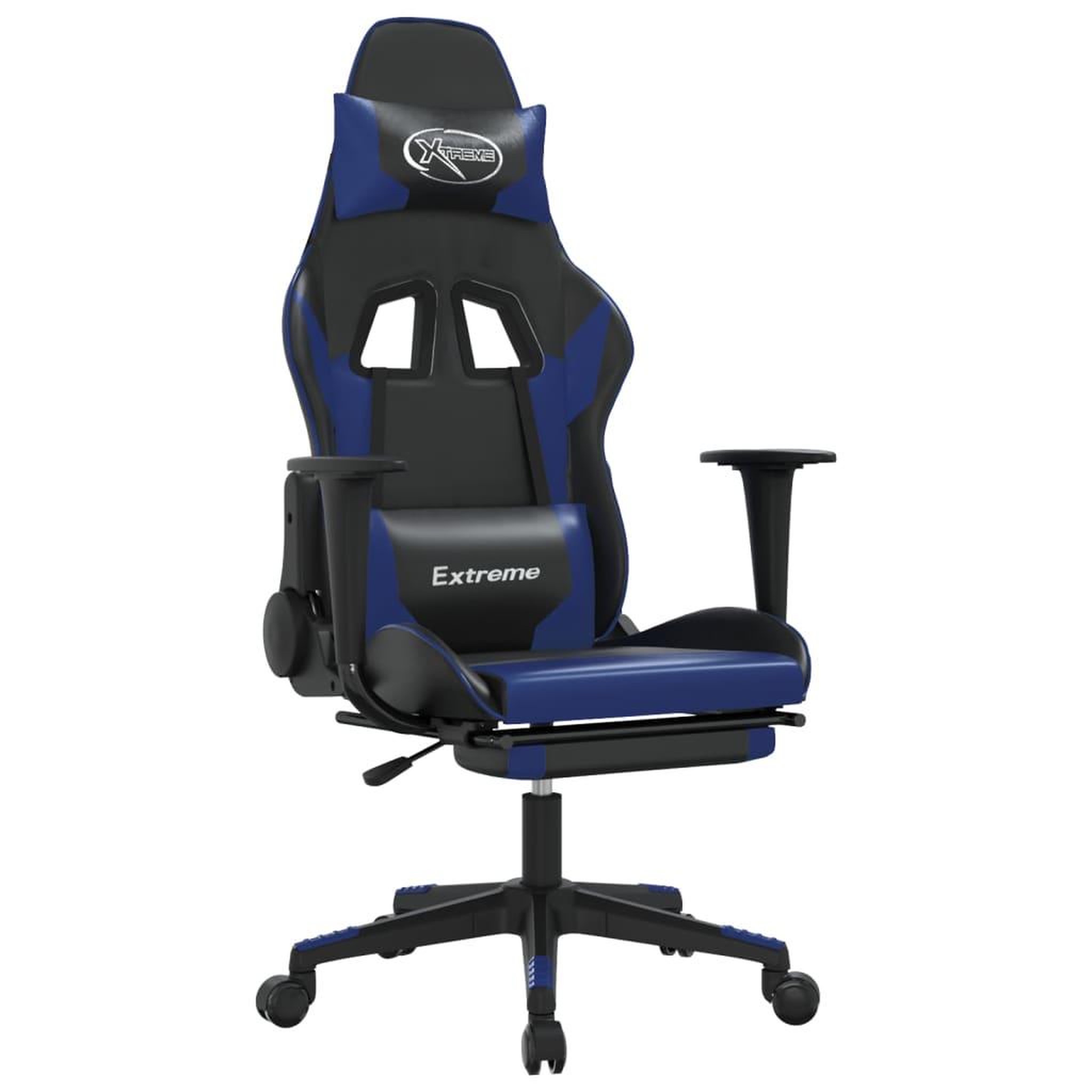 Voir la diapositive 2 : VIDAXL Chaise de jeu de massage et repose-pied Noir et bleu Similicuir
