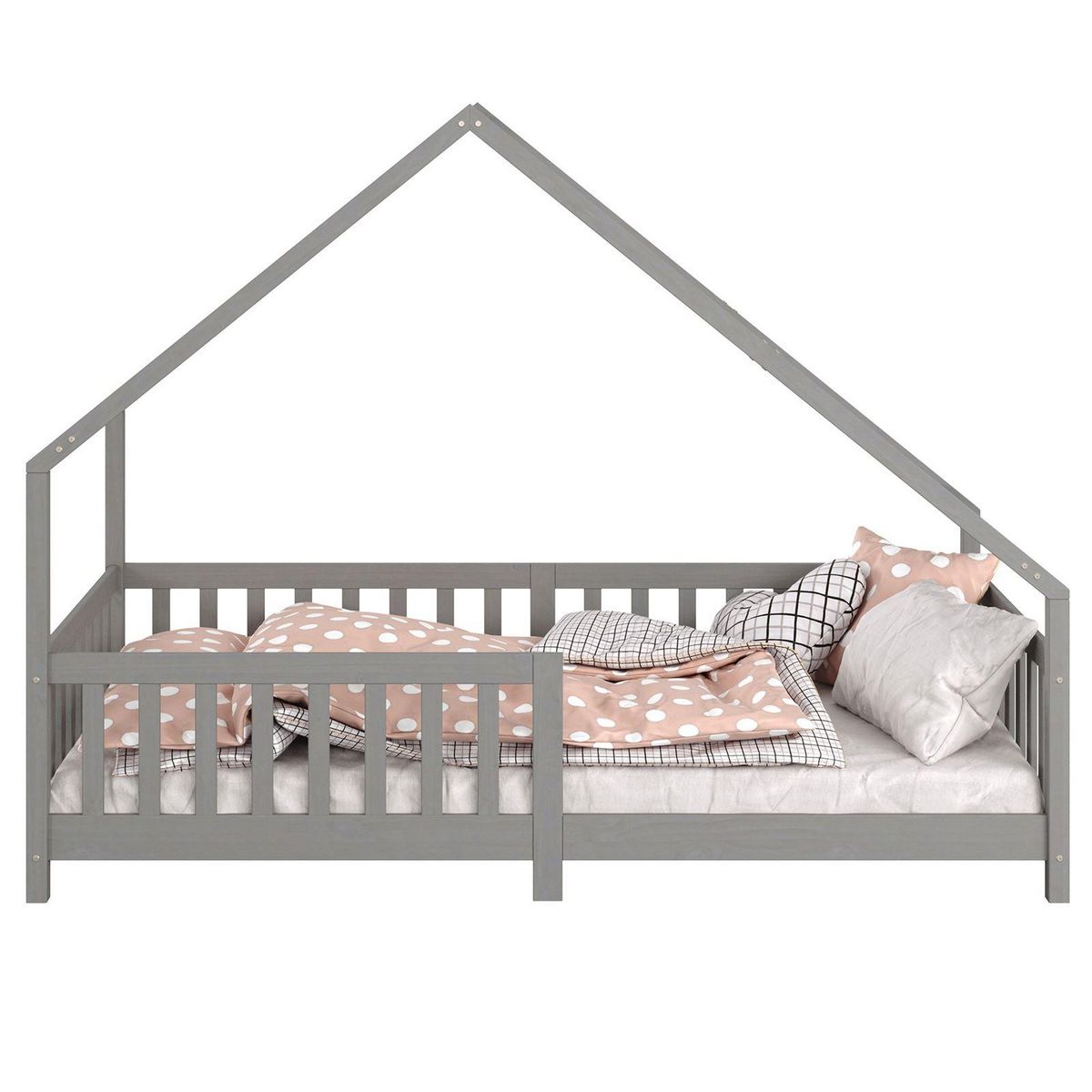 IDIMEX Lit cabane  asymétrique CORA 90 x 190 cm en pin massif