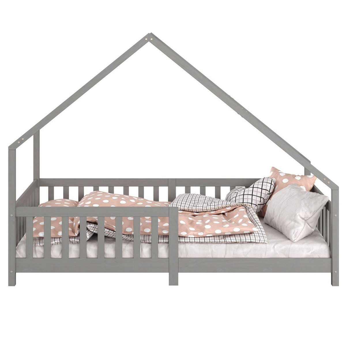 IDIMEX Lit cabane  asymétrique CORA 90 x 190 cm en pin massif