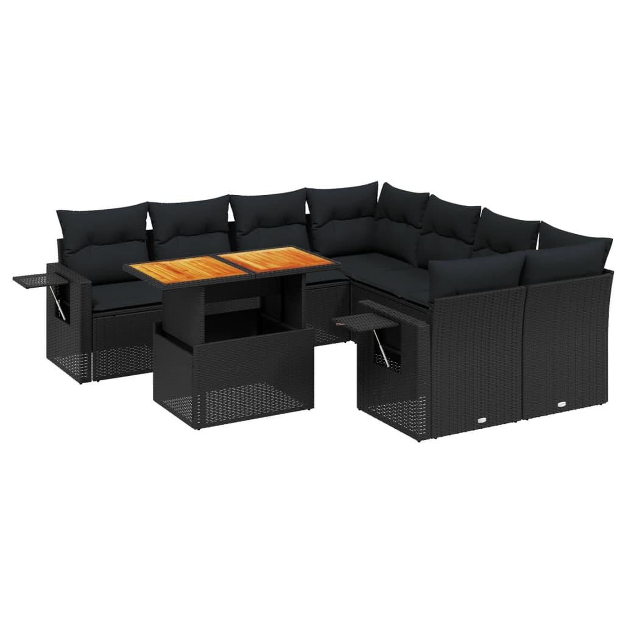 Voir la diapositive 2 : VIDAXL Salon de jardin 9 pcs avec coussins noir resine tressee