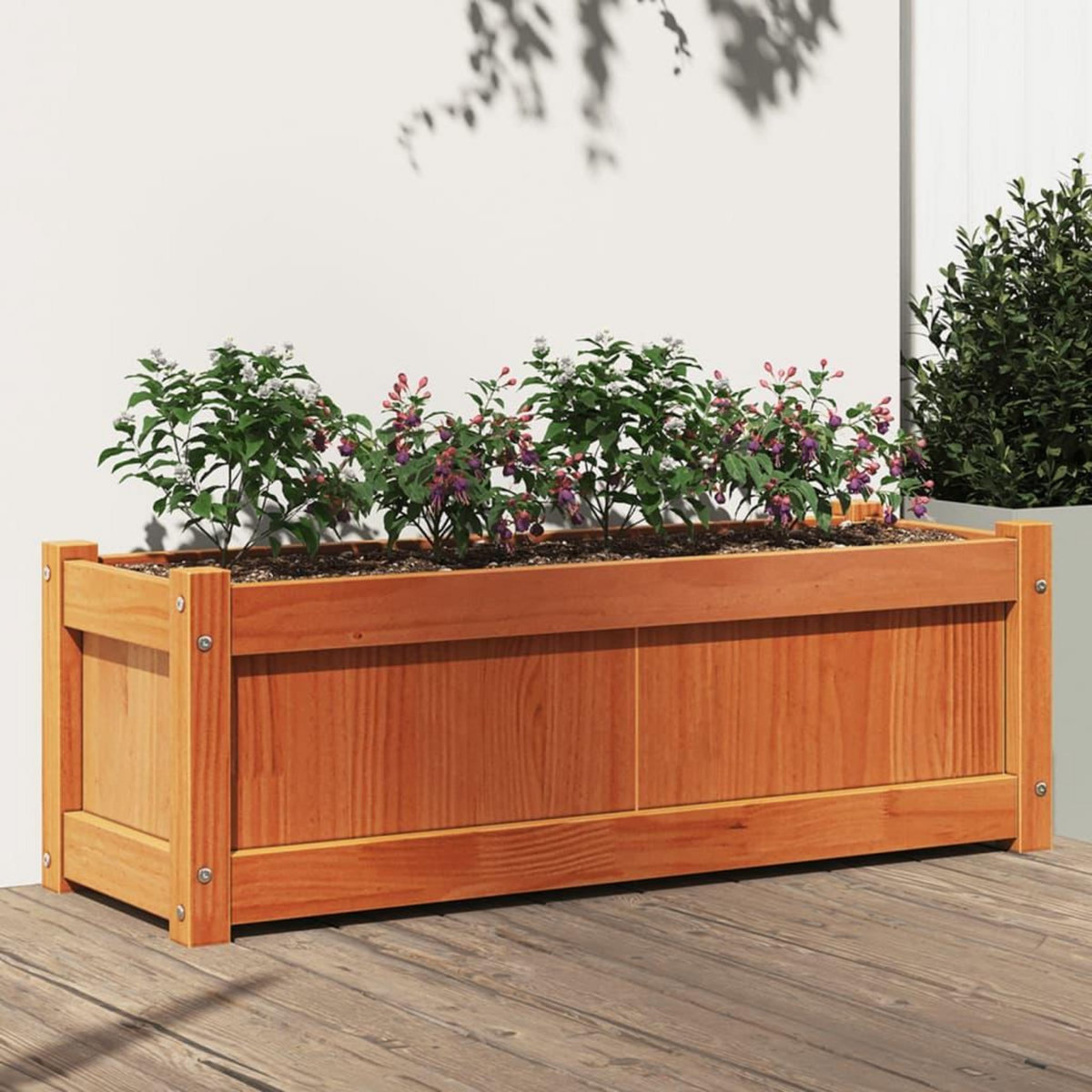 VIDAXL Jardiniere cire marron 90x31x31 cm bois de pin massif