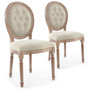 Voir la diapositive 1 : Paris Prix Lot de 2 Chaises Médaillon  Quing  Capitonné Tissu Beige