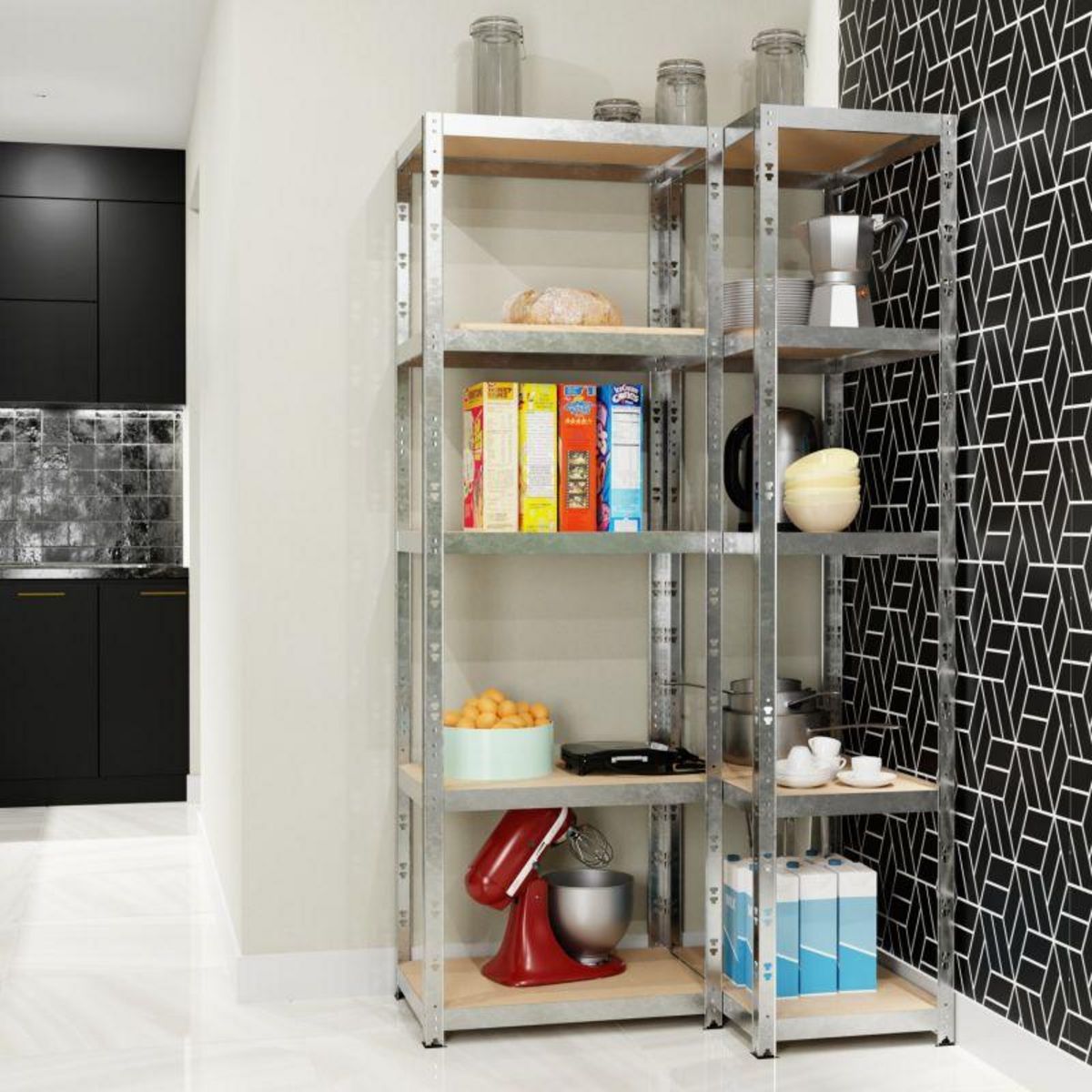 EUROSPEN Lot de 2 Etagères de Rangement modulables et polyvalentes pour atelier, garage, cave...Charges Lourdes 180x60x40cm x2 - Gris