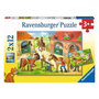Voir la diapositive 1 : RAVENSBURGER Puzzle 2x12 pcs Vacances au centre equestre