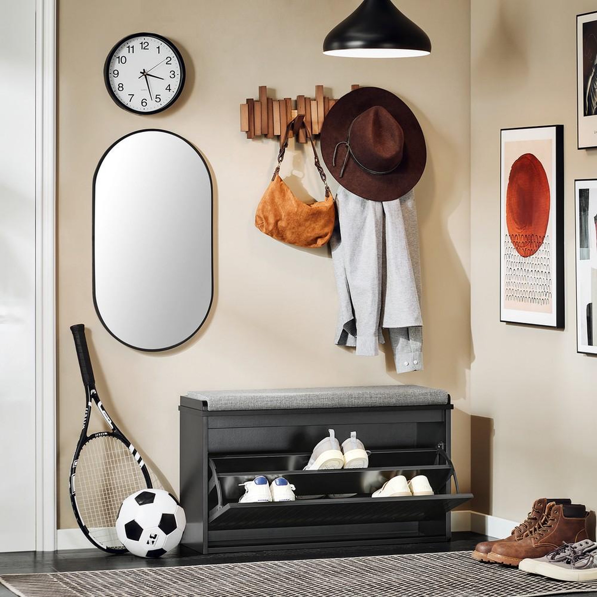 Voir la diapositive 2 : SOBUY SoBuy - Banc de rangement à chaussures avec une porte - Moderne - FSR98-L