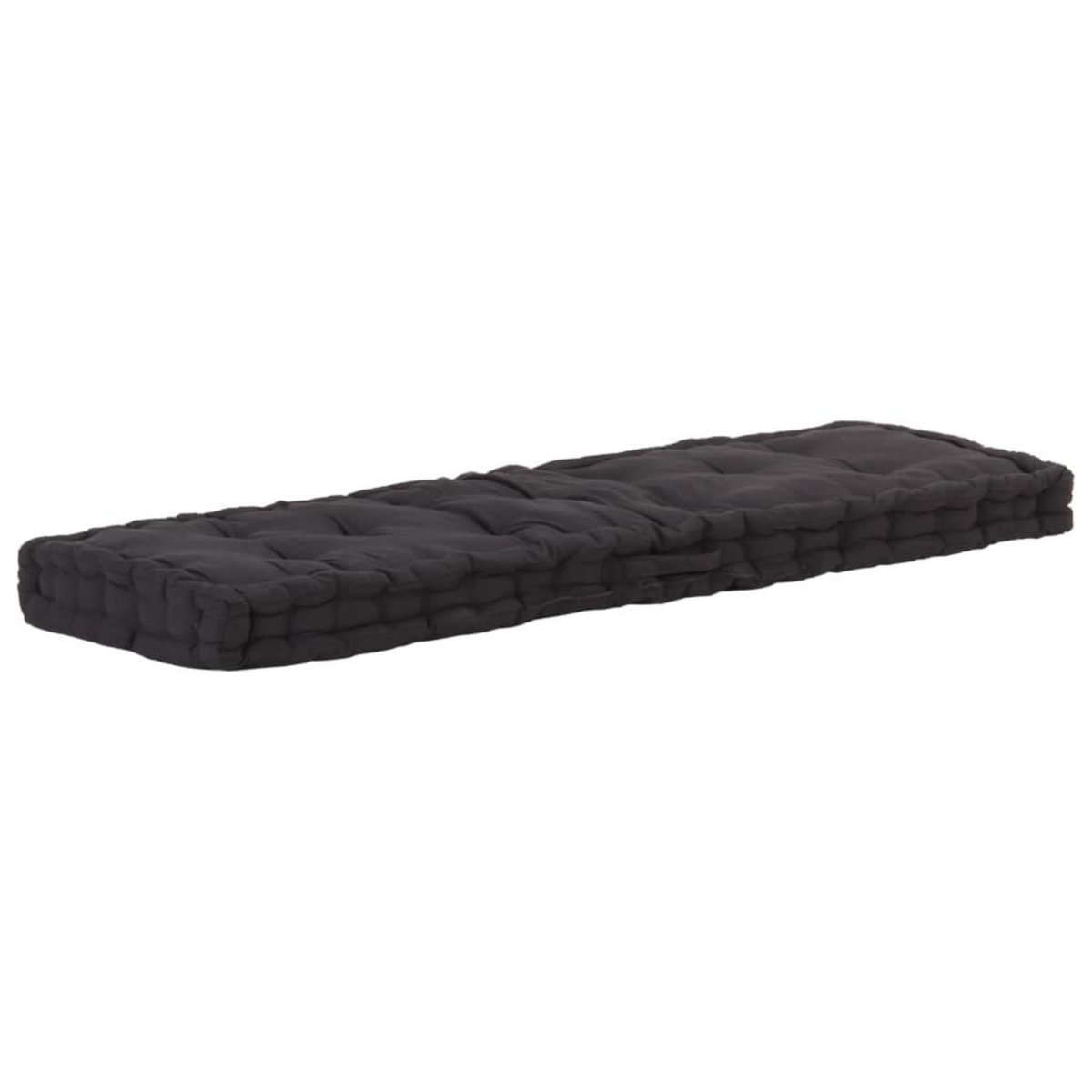 VIDAXL Coussin de plancher de palette Coton 120x40x7 cm Noir