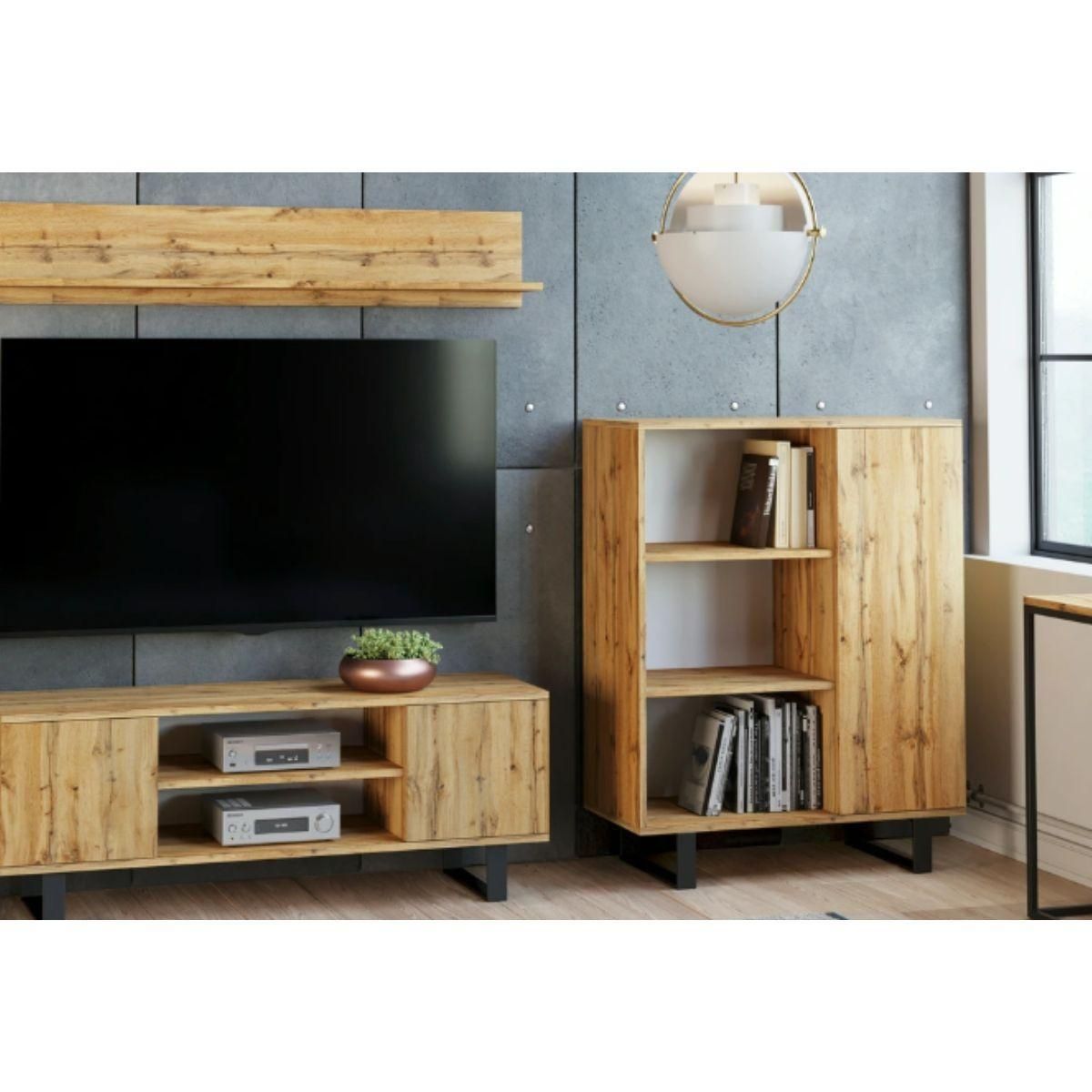 KOBI Bibliothèque Fondi avec Pieds en Métal - Meuble de Rangement Scandinave Élégant