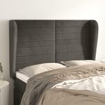 VIDAXL Tete de lit avec oreilles Gris fonce 147x23x118/128 cm Velours