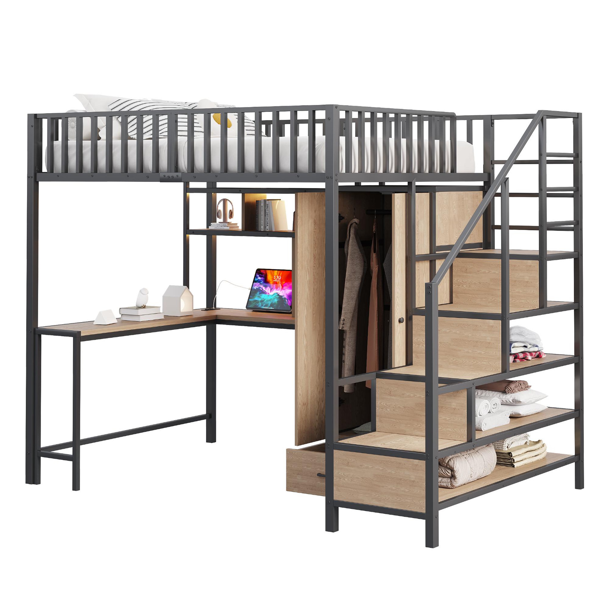 MERAX Lit mezzanine. Coloris disponibles : Noir, Blanc