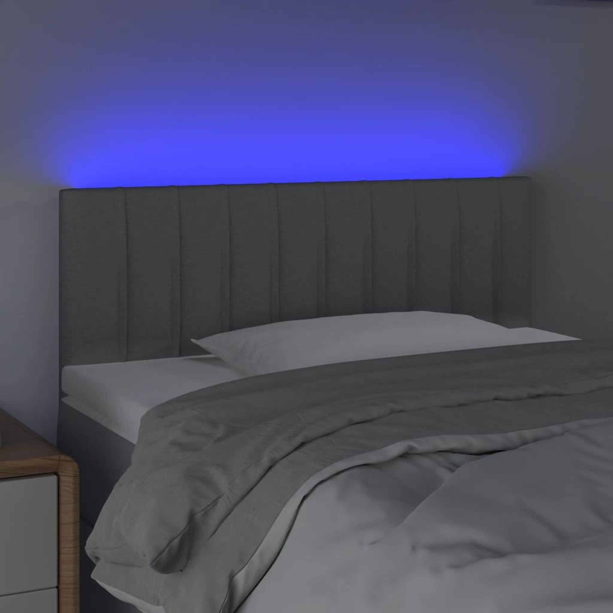 Voir la diapositive 3 : VIDAXL Tete de lit a LED Gris clair 100x5x78/88 cm Tissu