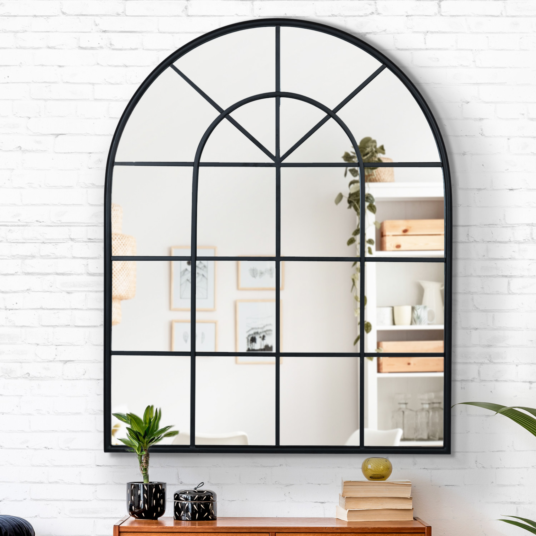 Voir la diapositive 2 : ID MARKET Miroir verrière arche design industriel 80x100 cm