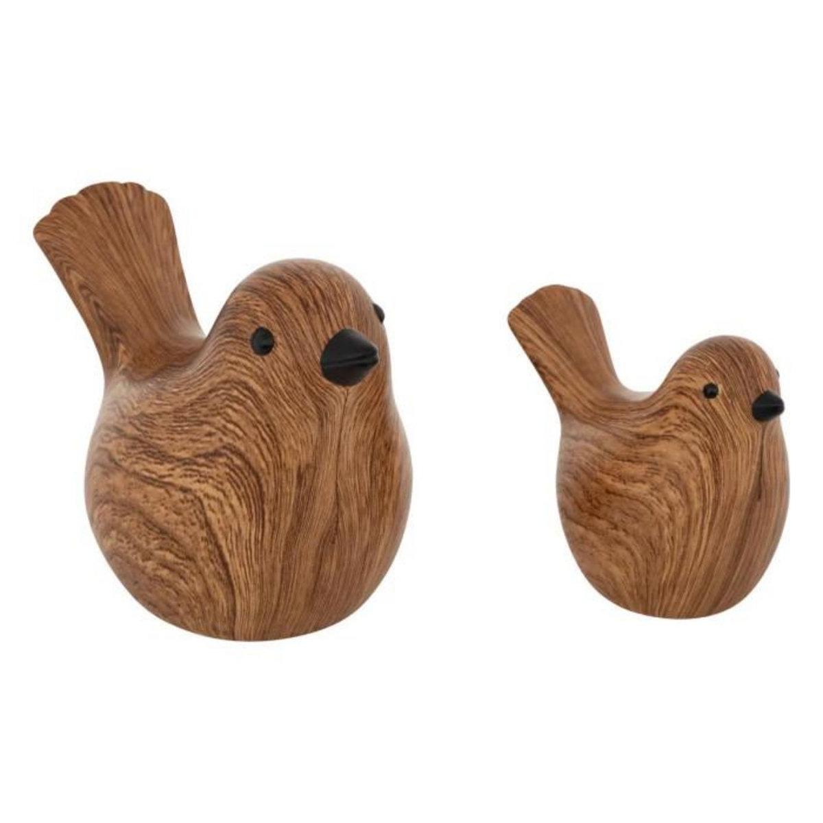 ATMOSPHERA Lot de 2 Oiseaux en Dolomite  Family Corner  14cm Marron