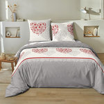 Home collection Parure Housse De Couette 100% flanelle de coton Celia. Coloris disponibles : Gris