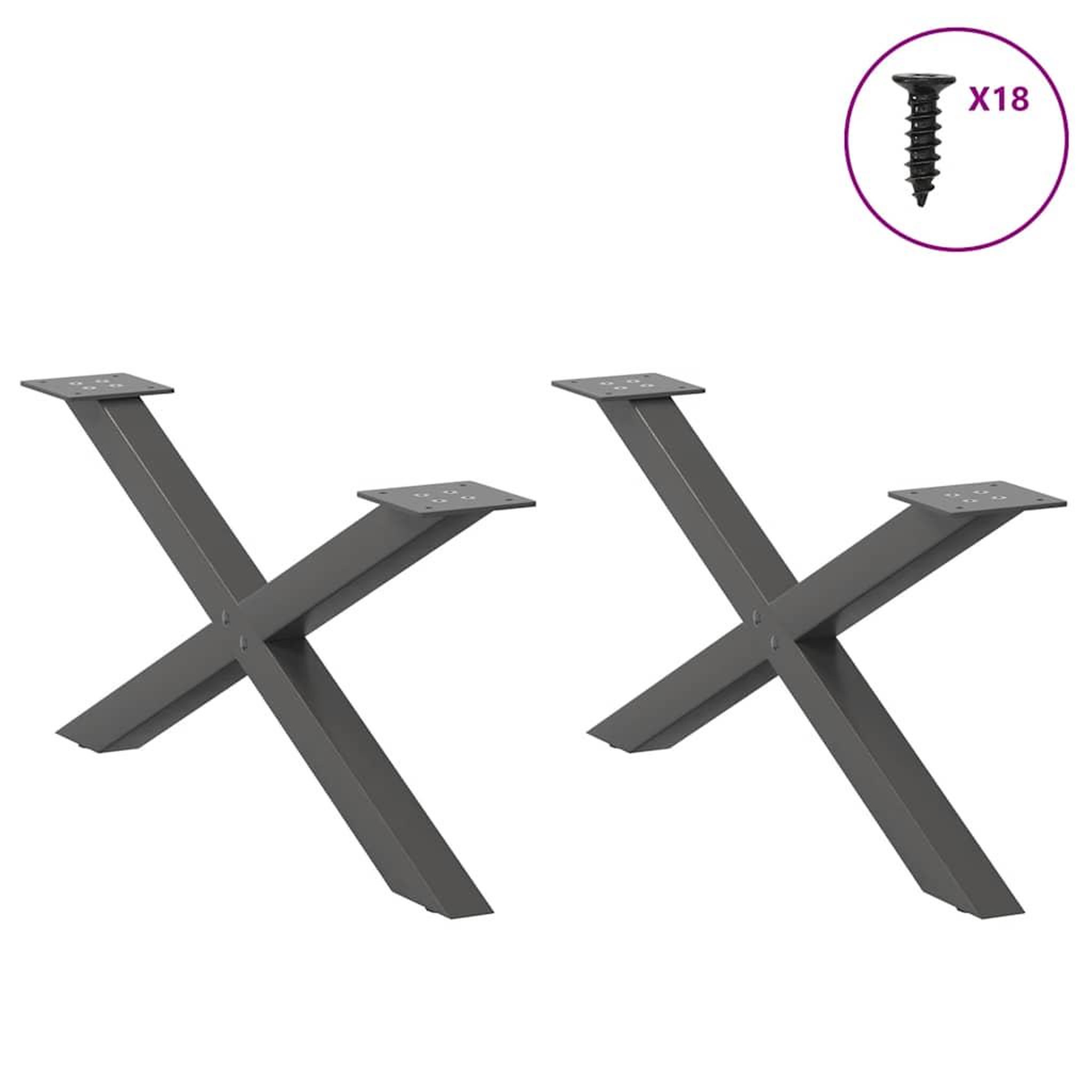 Voir la diapositive 3 : VIDAXL Pieds de table basse forme de X 2 pcs anthracite 70x(30-31) cm
