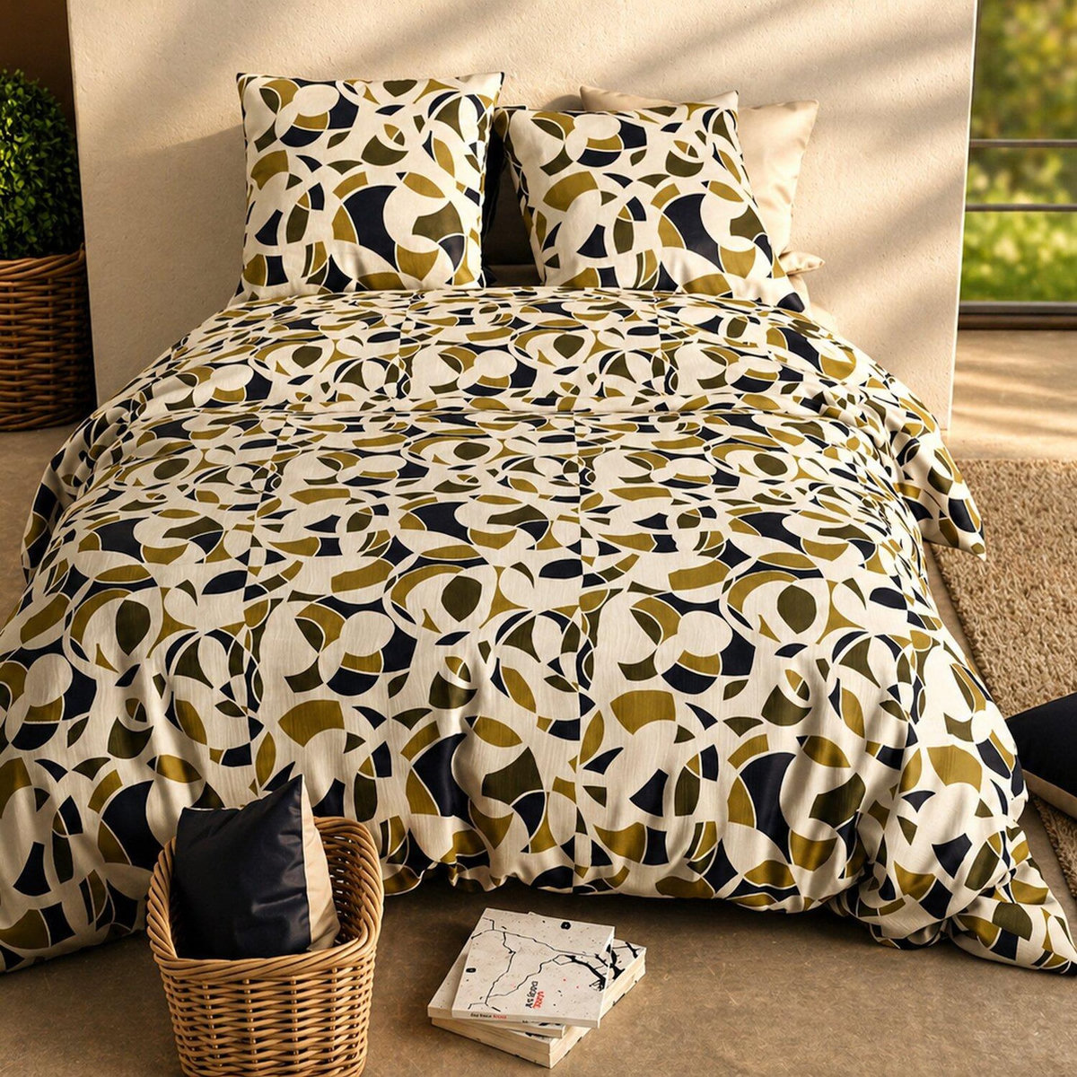 ATELIER DU COTON Parure housse de couette imprimée 100% coton 57fils KLEE