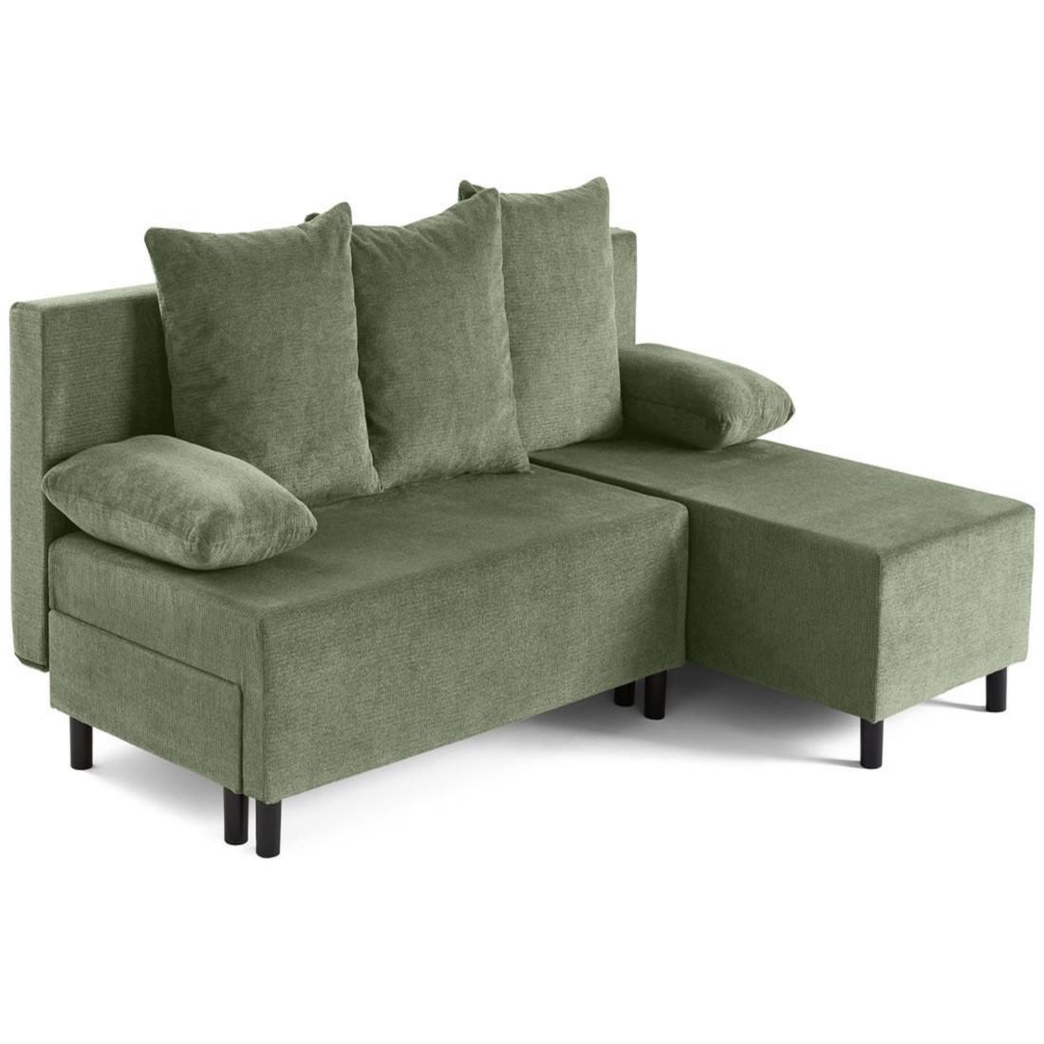 Voir la diapositive 2 : BEST MOBILIER Gloria - canapé d'angle réversible 4 places convertible avec coffre en tissu texturé