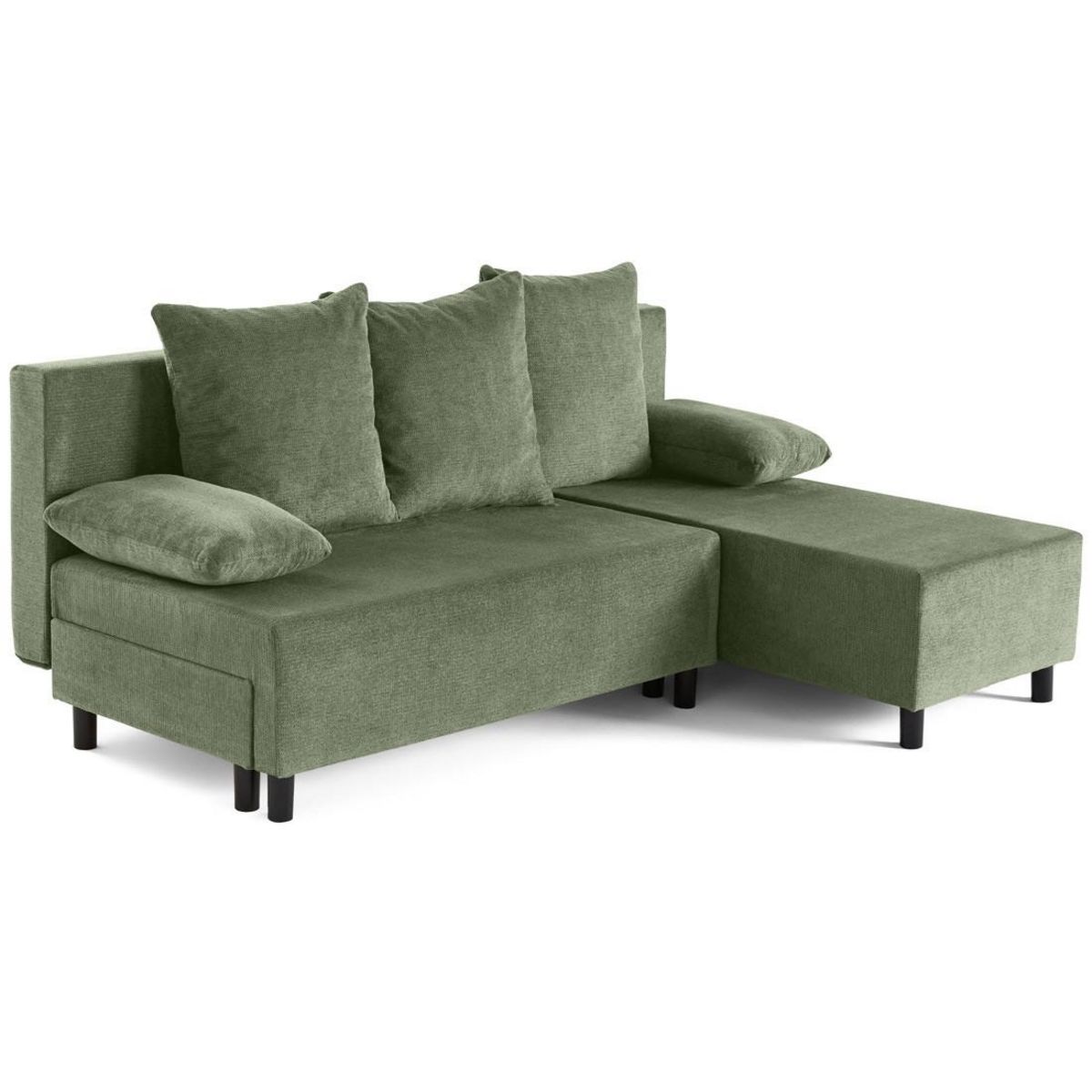 BEST MOBILIER Gloria - canapé d'angle réversible 4 places convertible avec coffre en tissu texturé