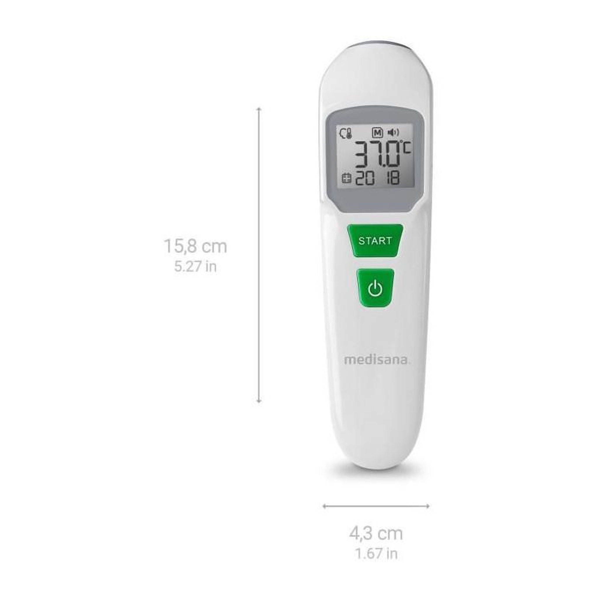 Voir la diapositive 6 : Medisana Thermometre - MEDISANA - TM 760 - Sans contact - Mesure précise viseur LED - Signal sonore - Mémoires - Dispositif medical cer