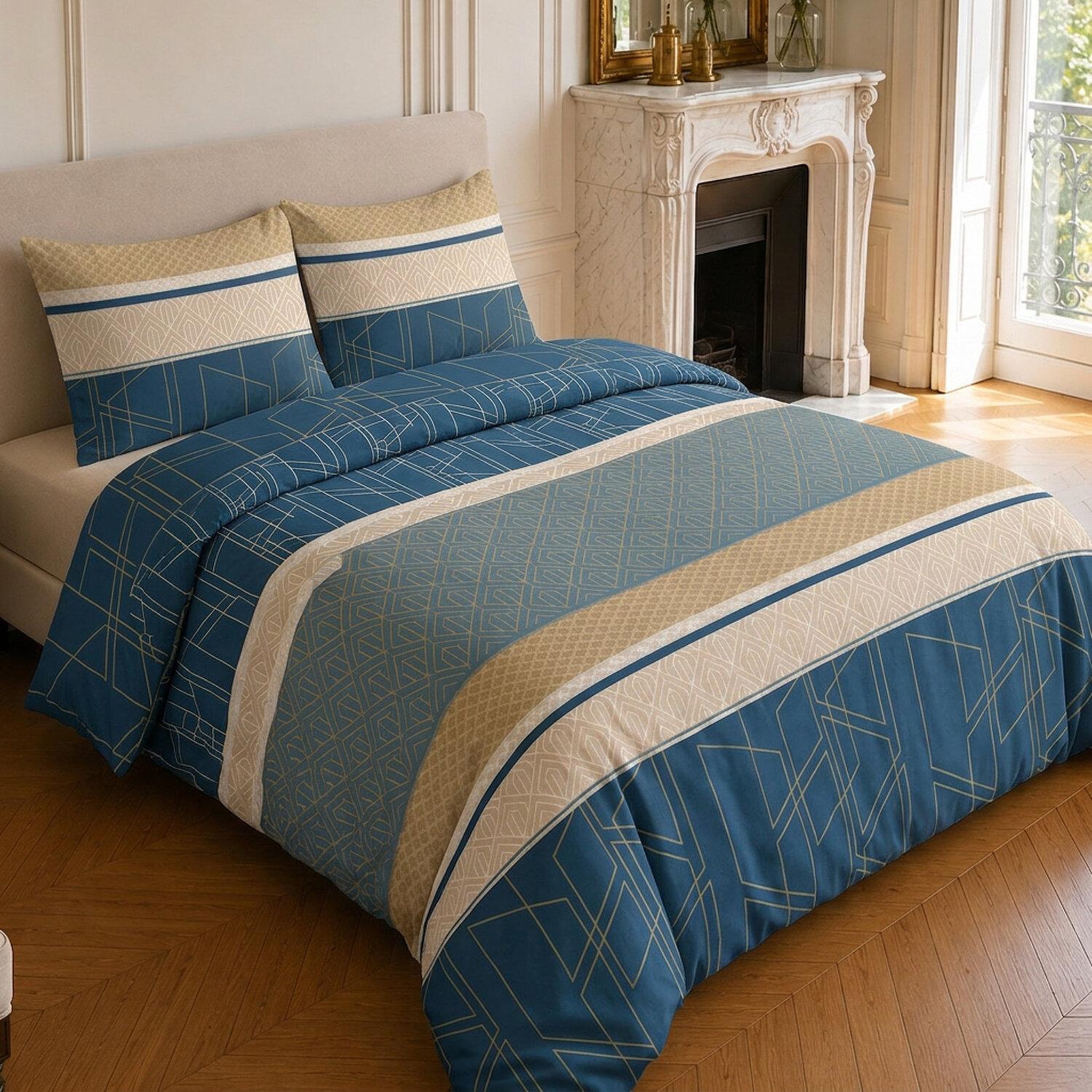 Voir la diapositive 2 : Home collection Parure housse de couette imprimée 100% coton 57 fils - ulysse