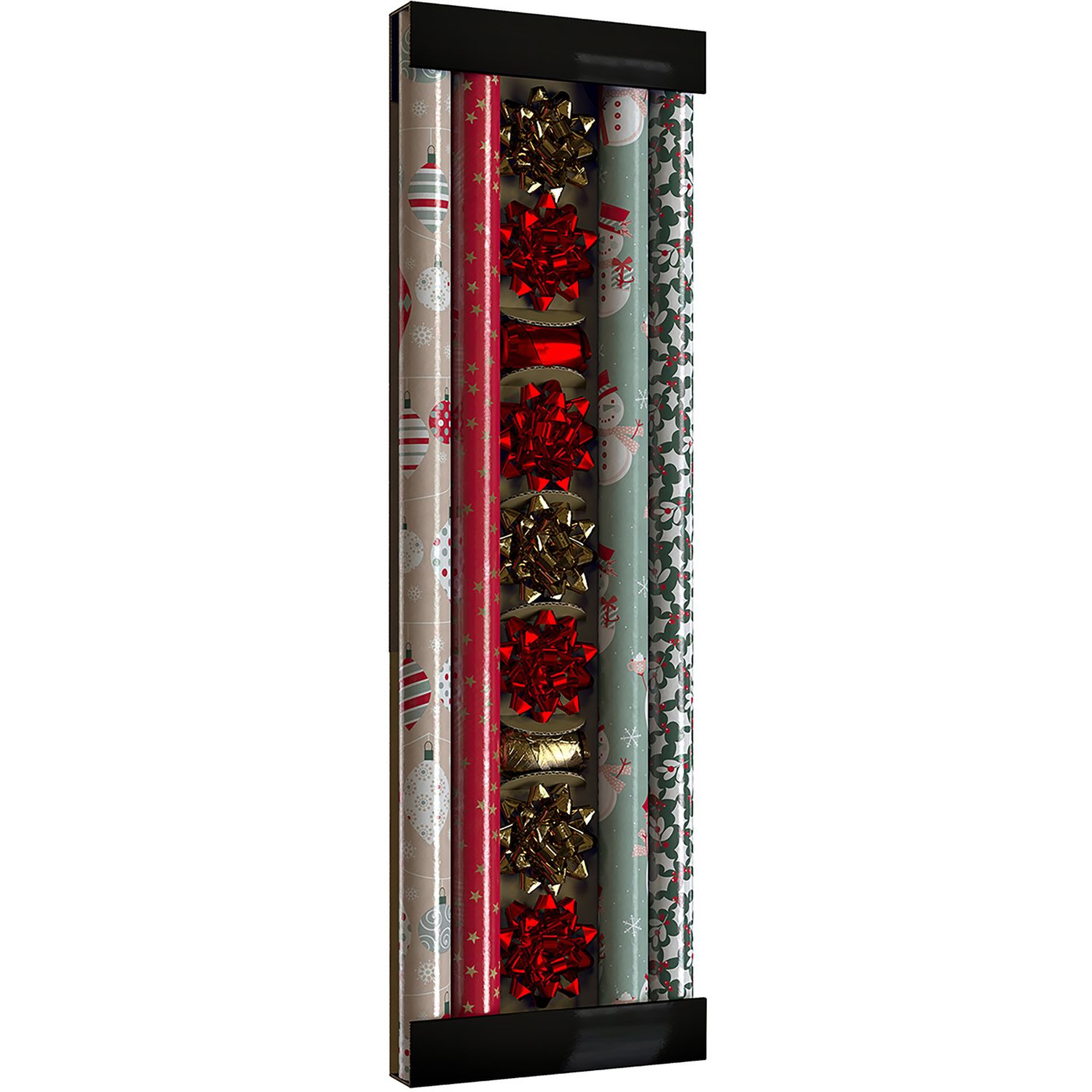 AUCHAN Kit 4 rouleaux papier cadeau + accessoires
