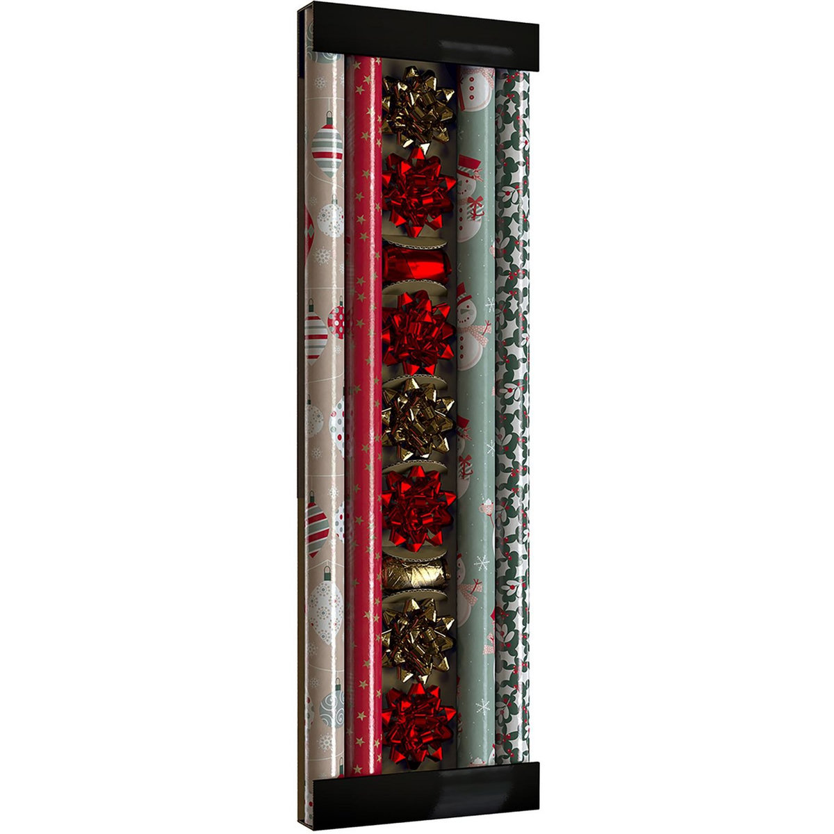 AUCHAN Kit 4 rouleaux papier cadeau + accessoires