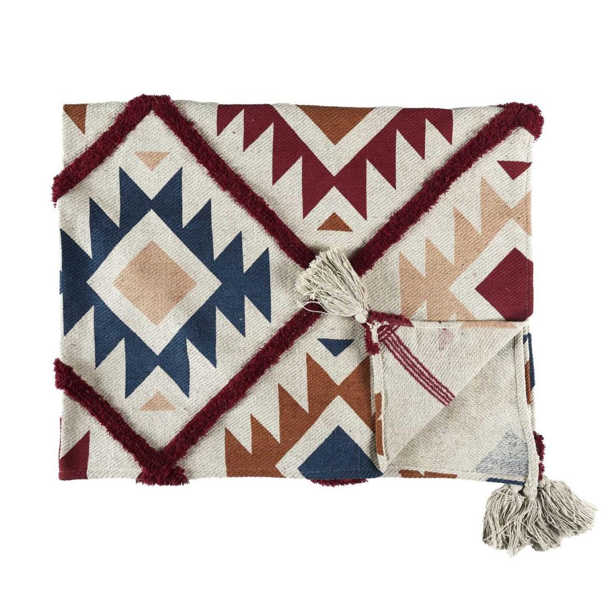 Voir la diapositive 2 : The Home Deco Factory Plaid tufté imprimé  ethnique  150x200cm multicolore