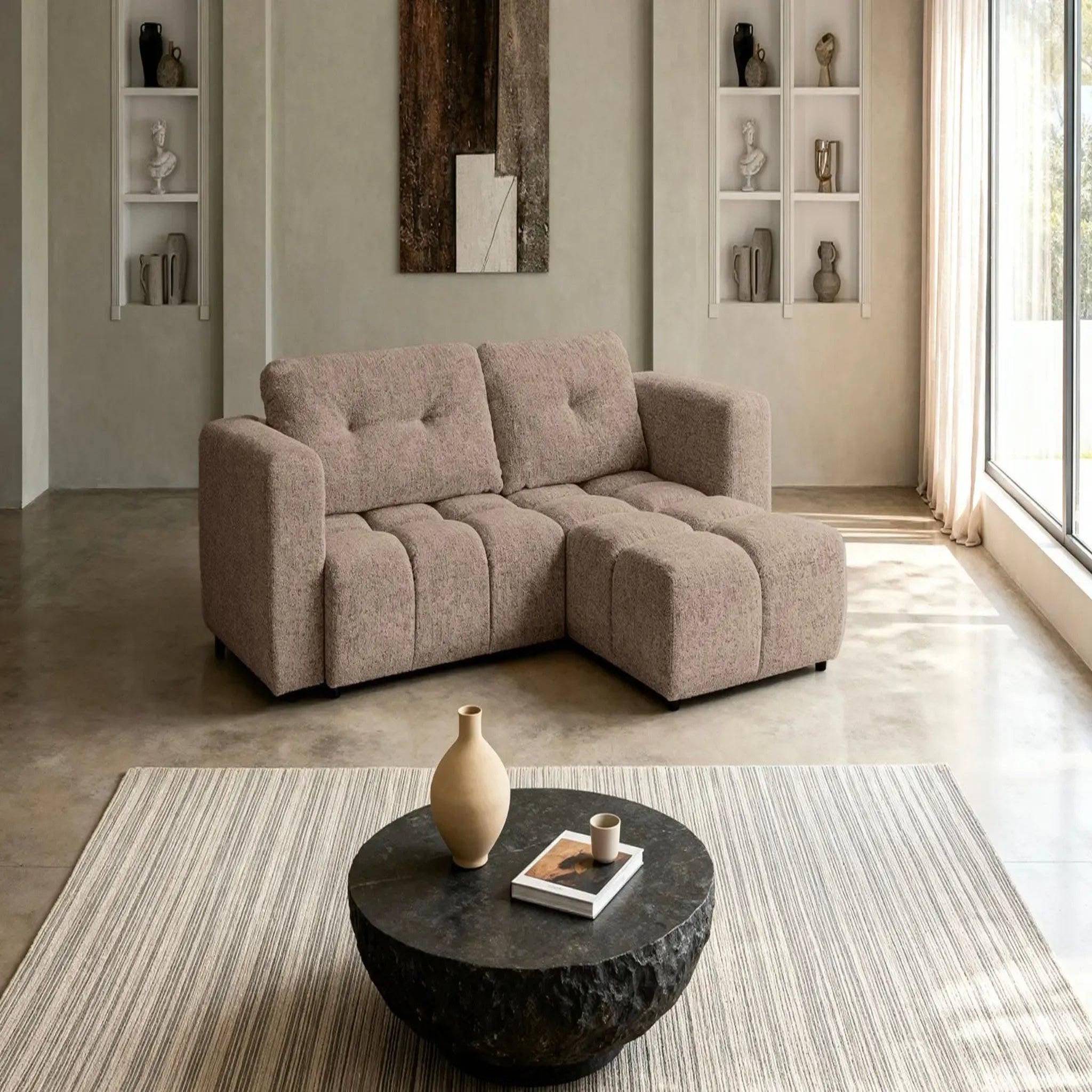 Voir la diapositive 2 : CASANOVA PARIS Romy 3 places - canapé d'angle convertible tissu chenille 3 places