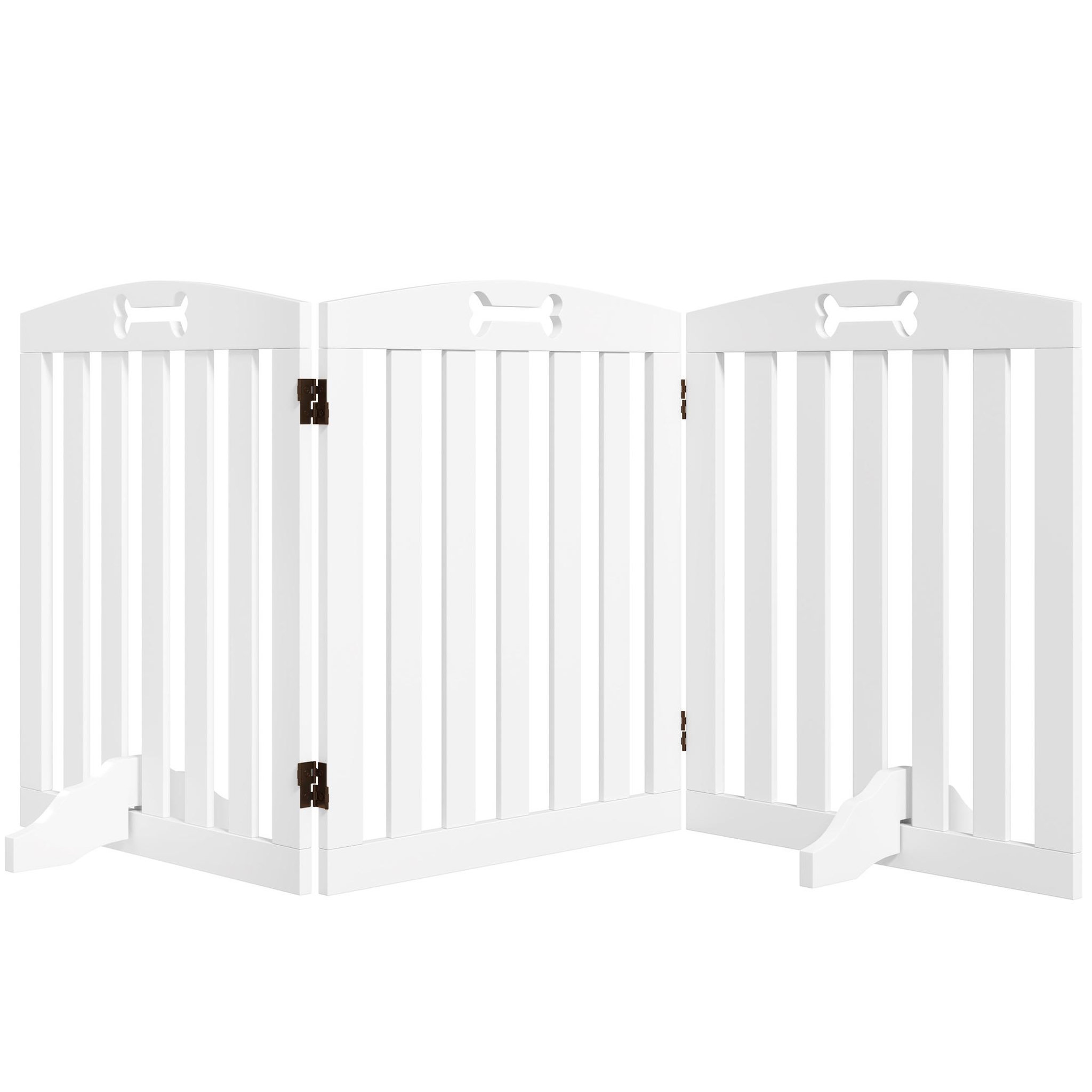 PAWHUT Barrière de sécurité chien pliable adaptable motif os - piètement support antidérapant - 155 x 30 x 61 cm - mdf blanc