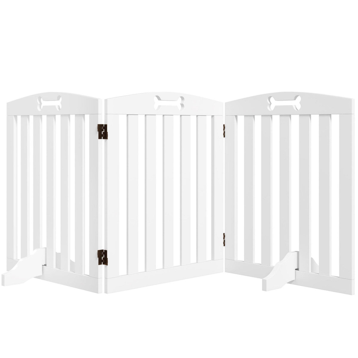 PAWHUT Barrière de sécurité chien pliable adaptable motif os - piètement support antidérapant - 155 x 30 x 61 cm - MDF blanc
