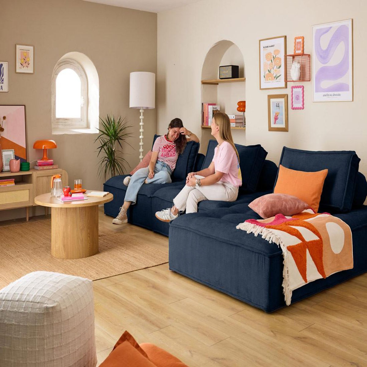 LISA DESIGN Marisol - canapé d'angle modulable 4 places - velours texturé