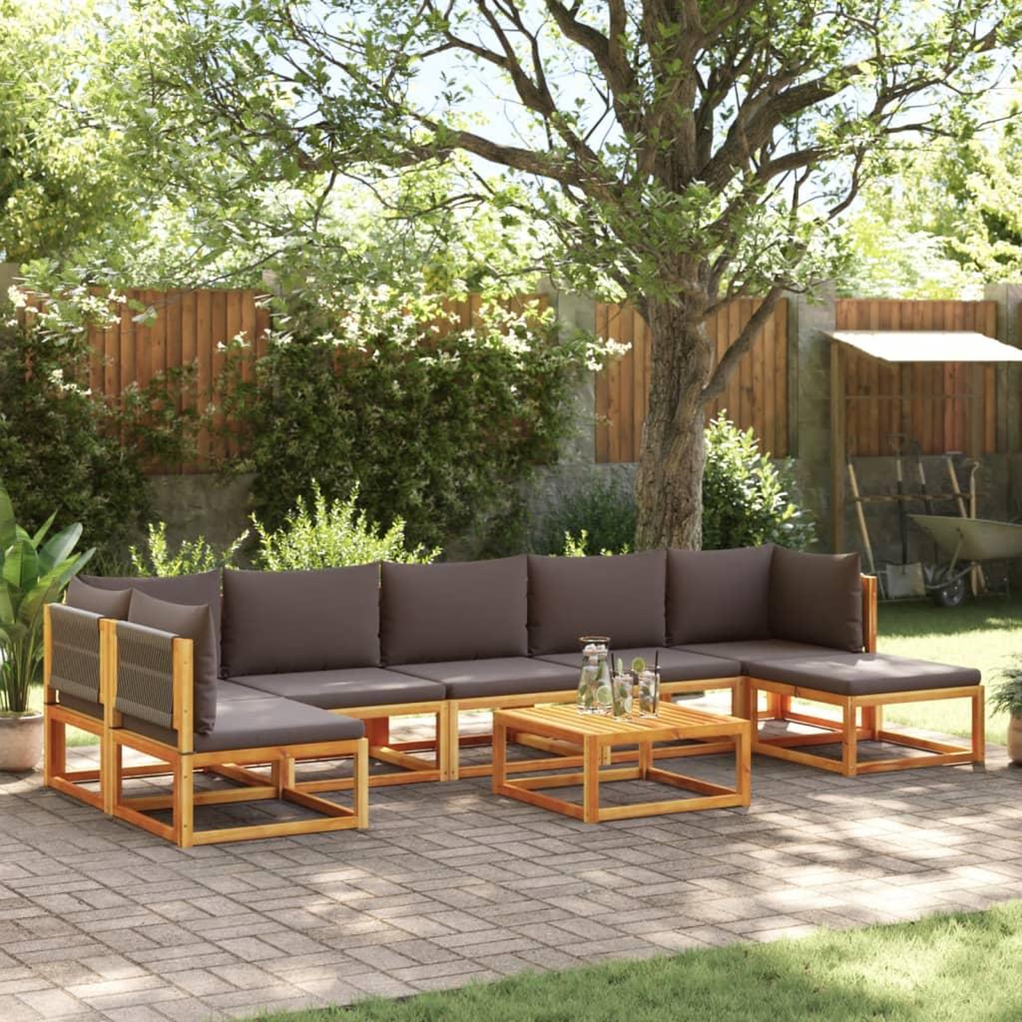 VIDAXL Salon de jardin avec coussins 8 pcs bois massif d'acacia