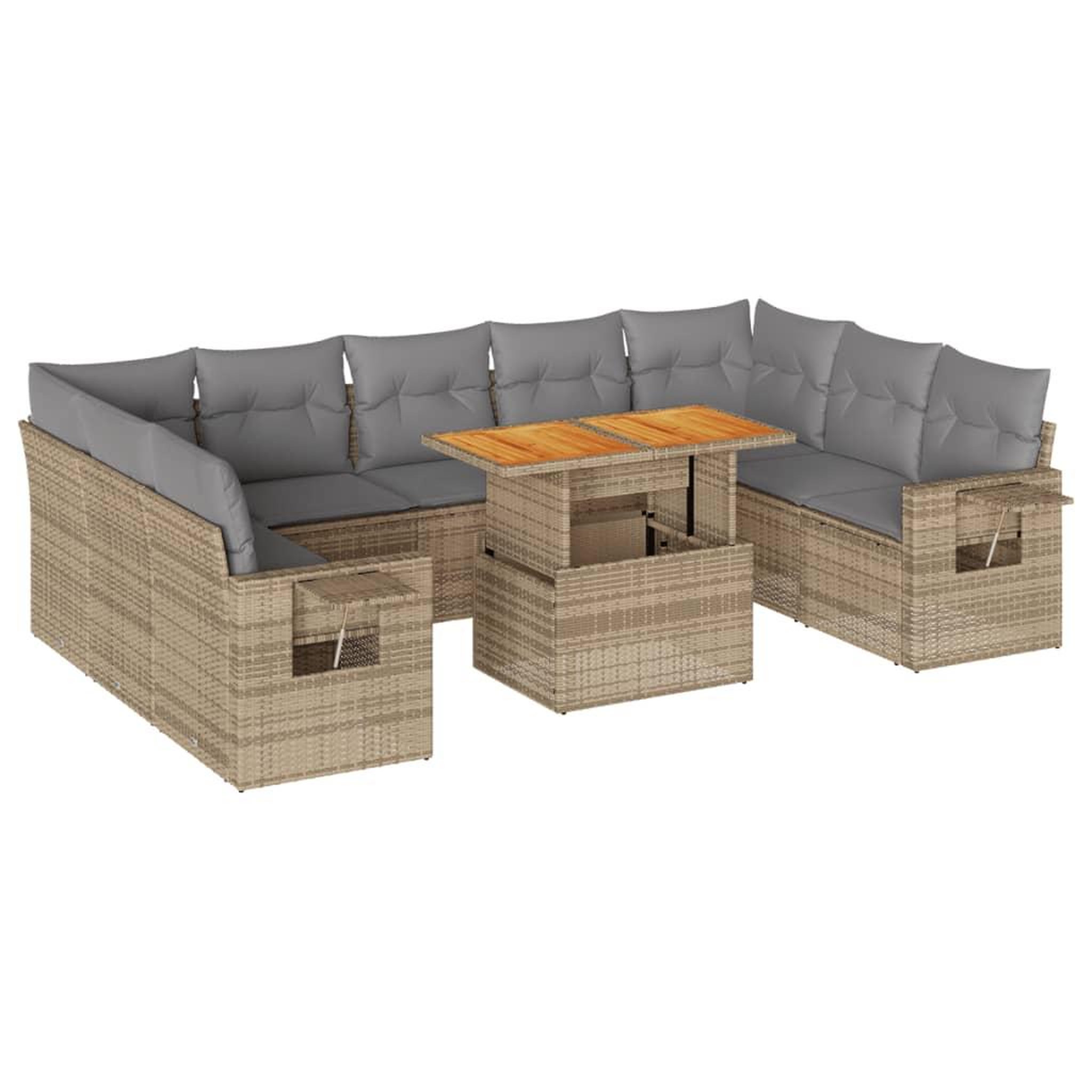 Voir la diapositive 2 : VIDAXL Salon de jardin avec coussins 10 pcs beige resine tressee