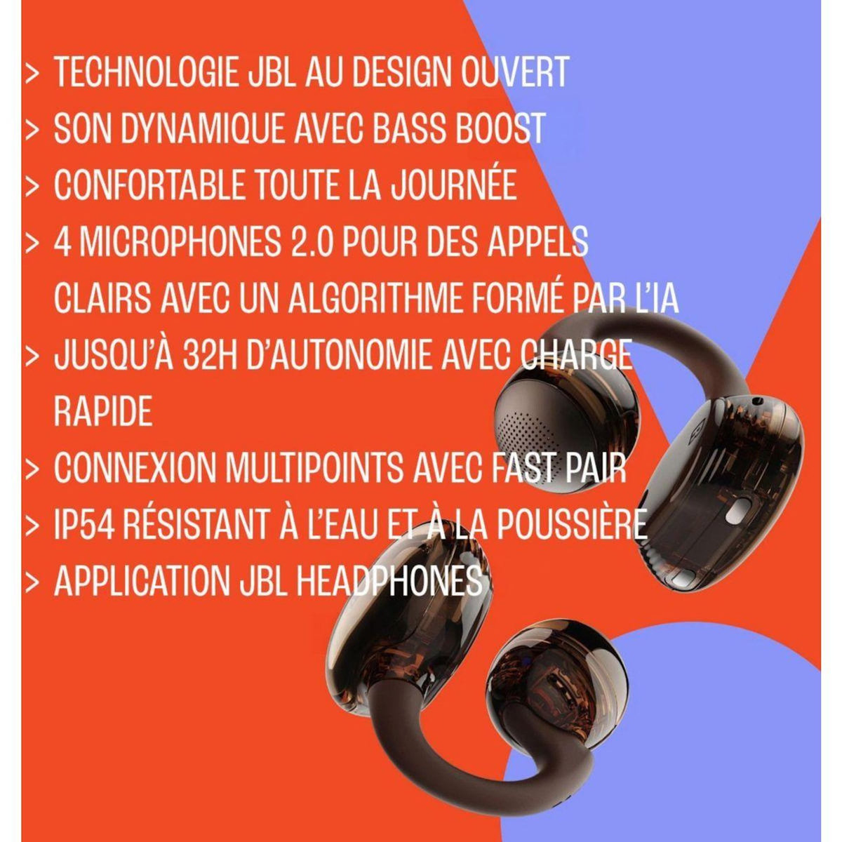 JBL Ecouteurs Soundgear Clips Marron