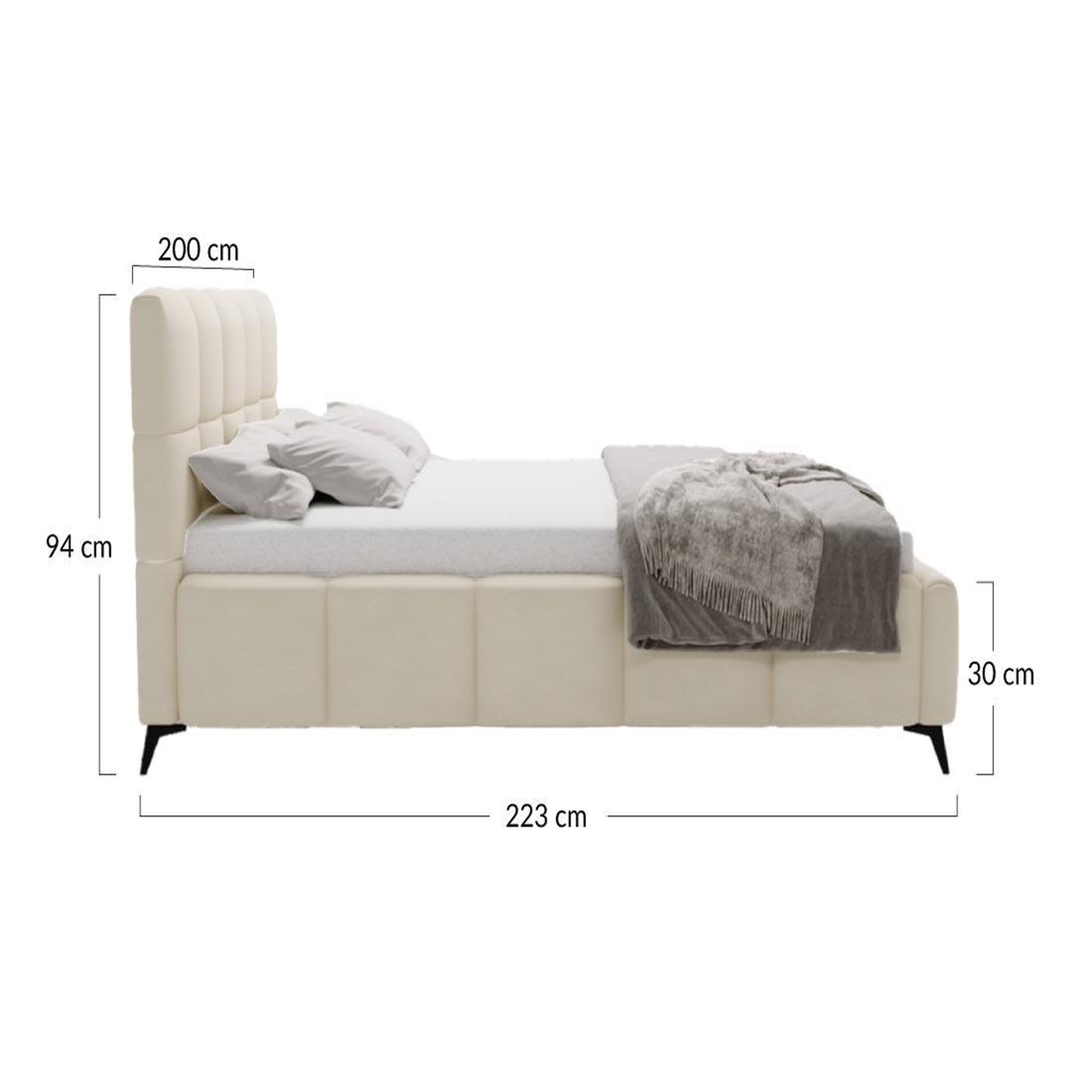 Voir la diapositive 5 : BEST MOBILIER Paulito - lit coffre king size - 180x200 cm - sommier inclus - en velours