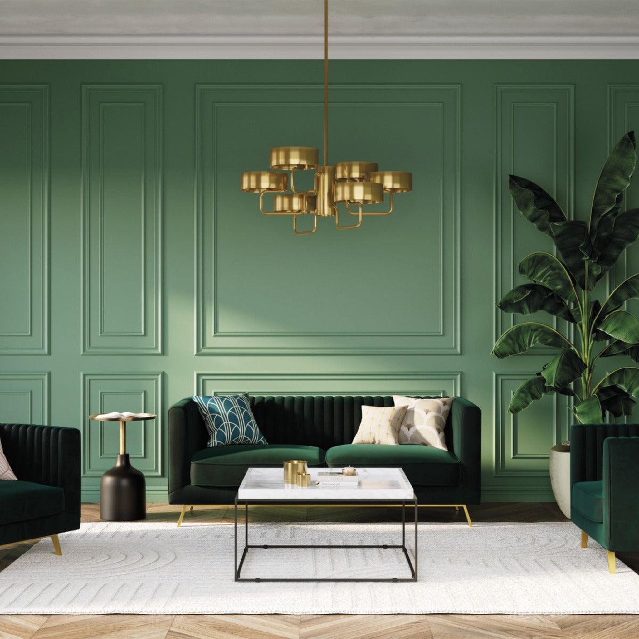 Voir la diapositive 5 : MAISON PAVANE Canapé 2 places en velours vert foncé-gatsby