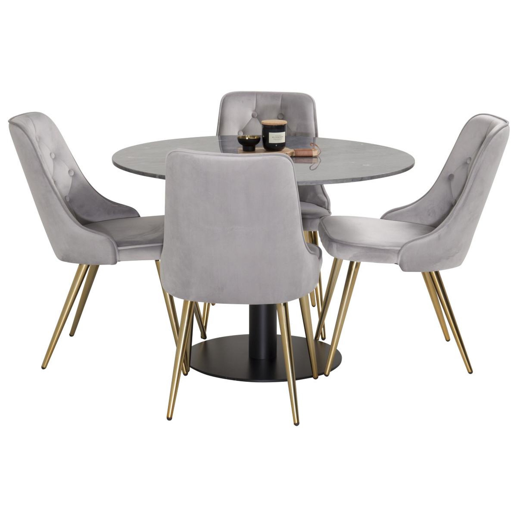 Voir la diapositive 6 : Paris Prix Ensemble table à manger & 4 chaises  estelle i & deluxe ii  106cm gris foncé & gris