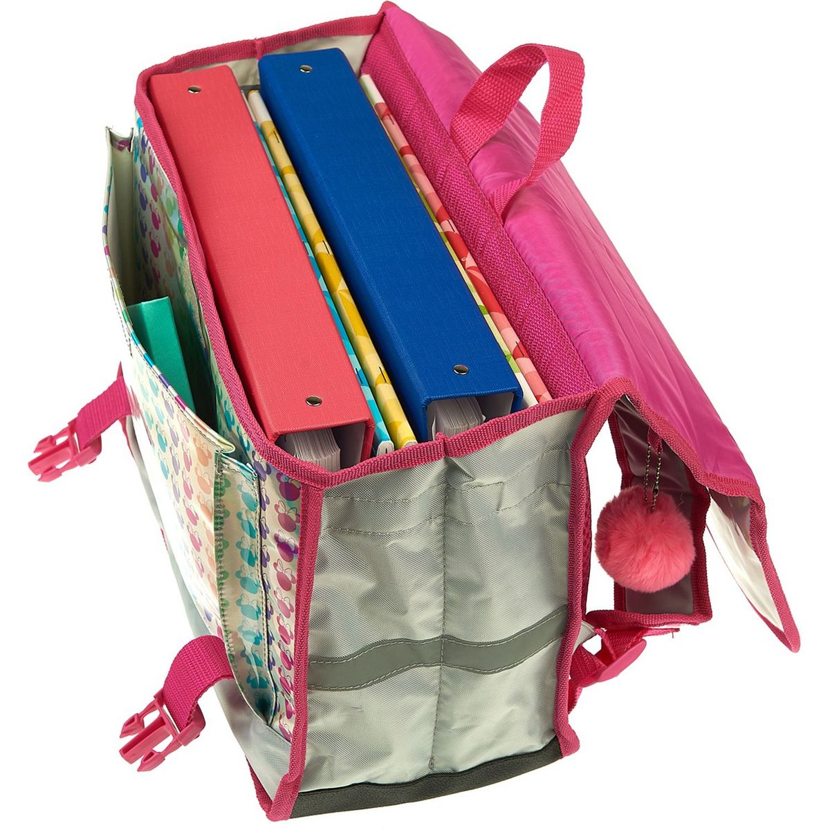 DISNEY Cartable 38 cm avec pompon polyester argent imprimé têtes MINNIE DISNEY