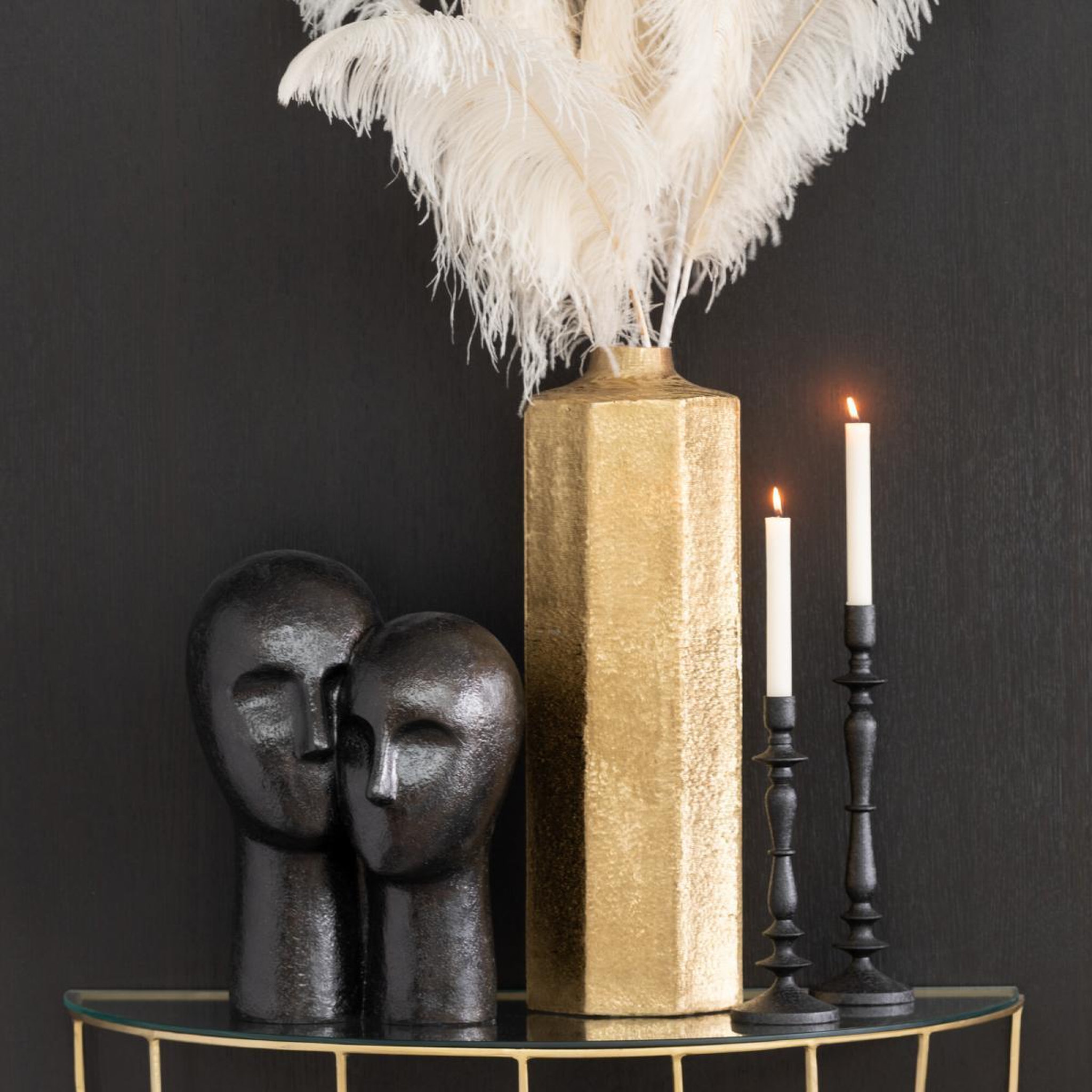 Voir la diapositive 4 : J-LINE Vase haut déco  octogone  55cm or