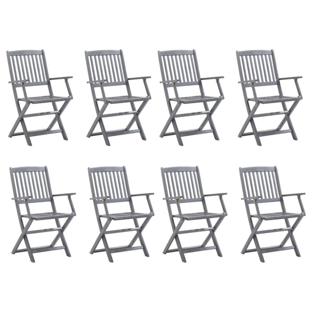VIDAXL Chaises pliables d'exterieur lot de 8 et coussins Bois d'acacia