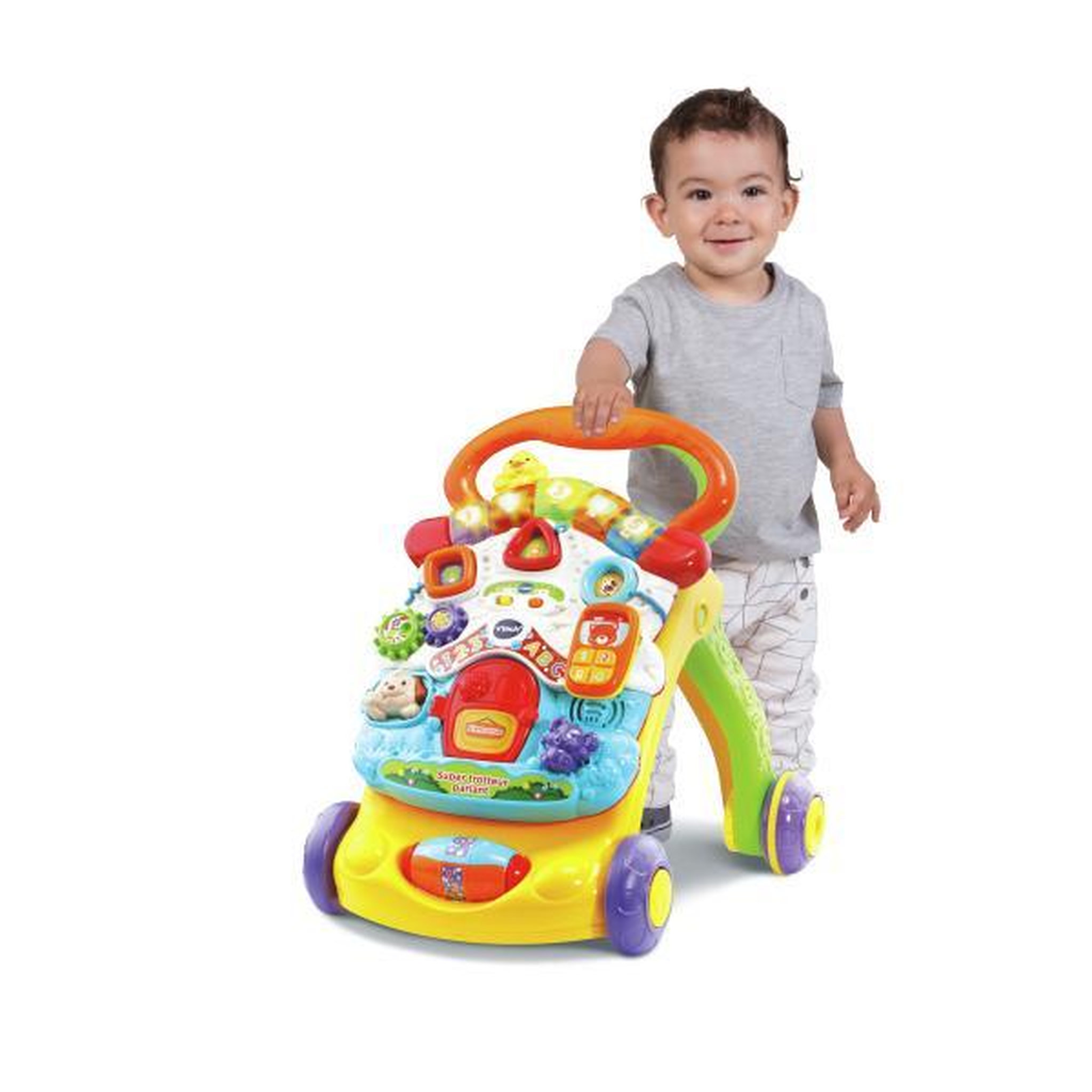 Voir la diapositive 4 : VTECH Porteur Trotteur VTECH - Super  Parlant 2 en 1 - Multicolore