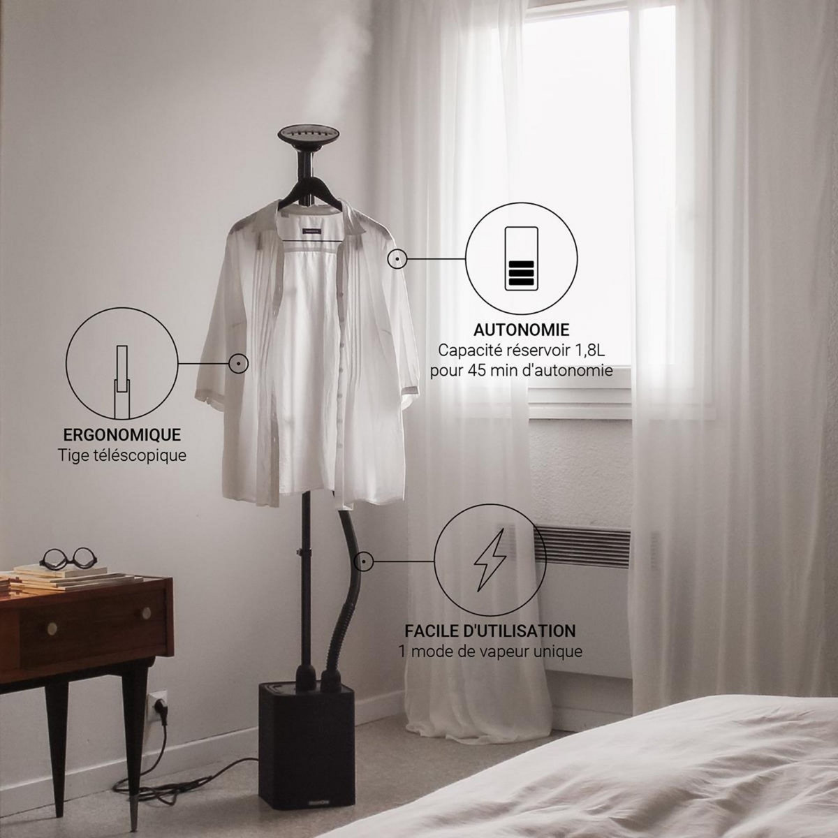 Steamone Défroisseur vapeur vertical 40g/min 1800w - eujk100b