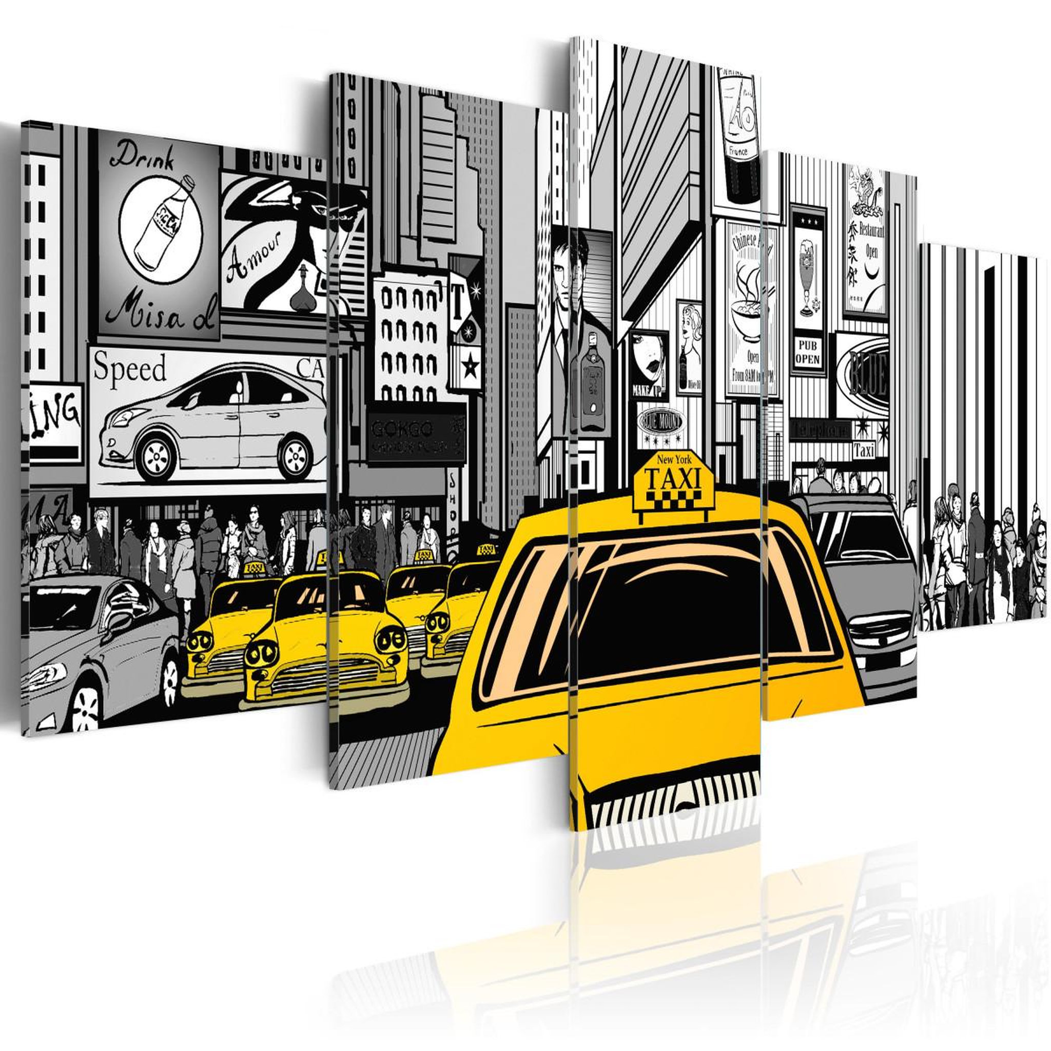 Voir la diapositive 1 : Paris Prix Tableau imprimé  taxi de dessin animé