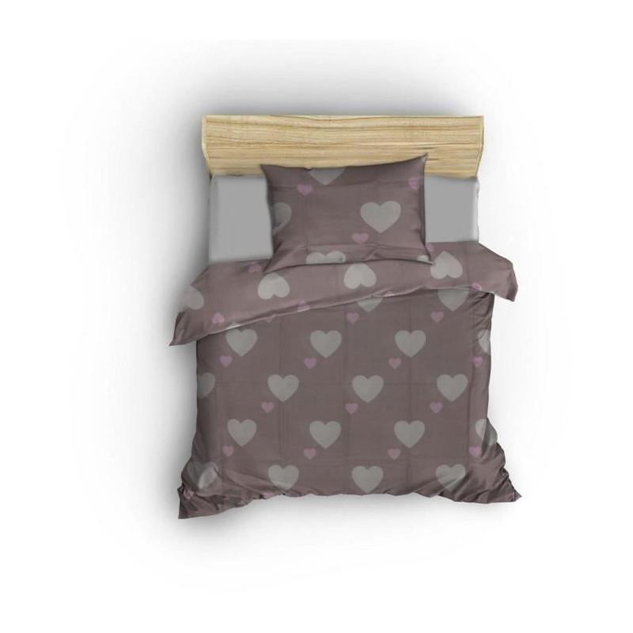 Voir la diapositive 2 : GENERIQUE Parure de lit - 1 housse de couette 220 x 240 cm + 2 taies d'oreiller 60 x 60 cm - 65% coton, 35% polyester - Rose