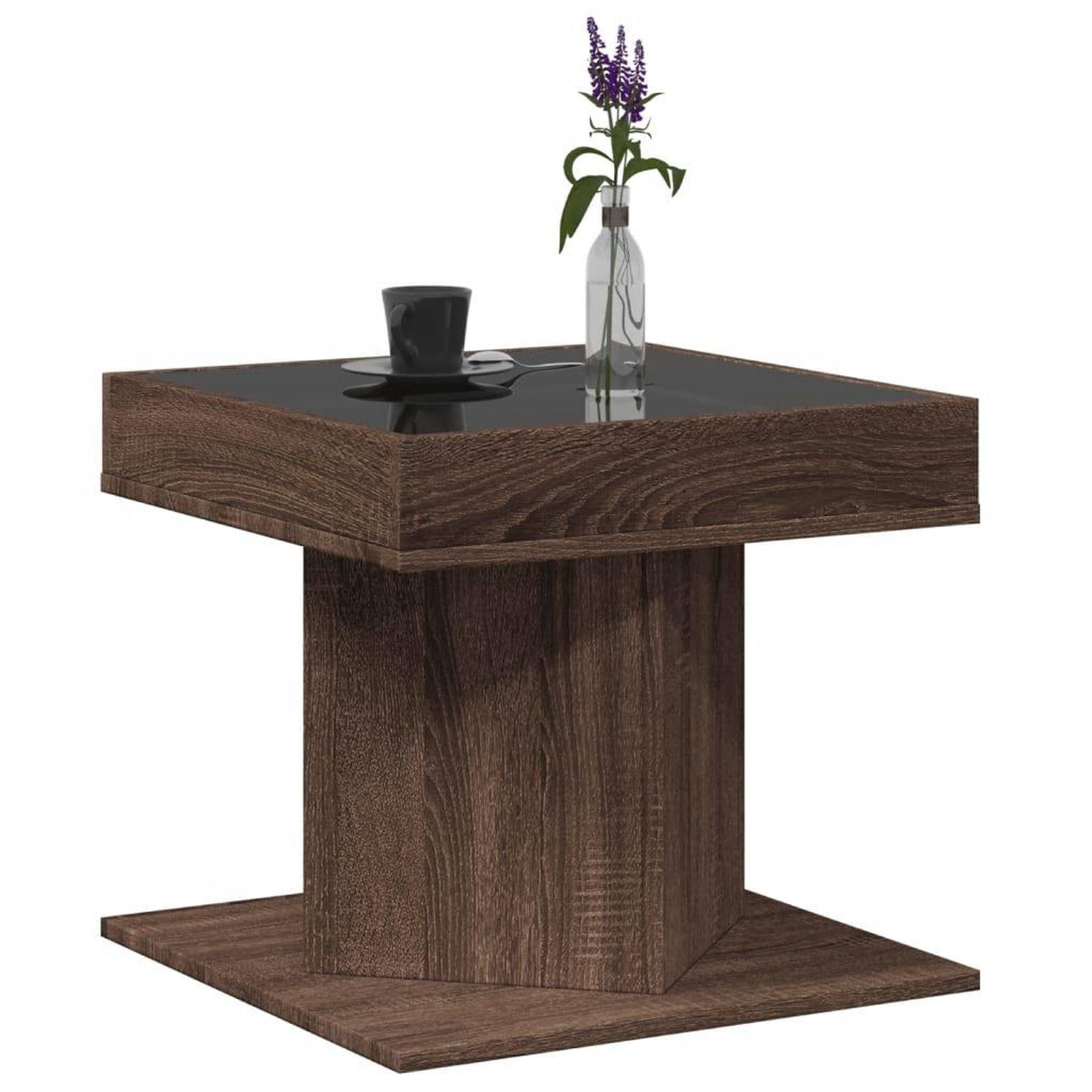 Voir la diapositive 5 : VIDAXL Table basse avec LED chene marron 50x50x45 cm bois d'ingenierie