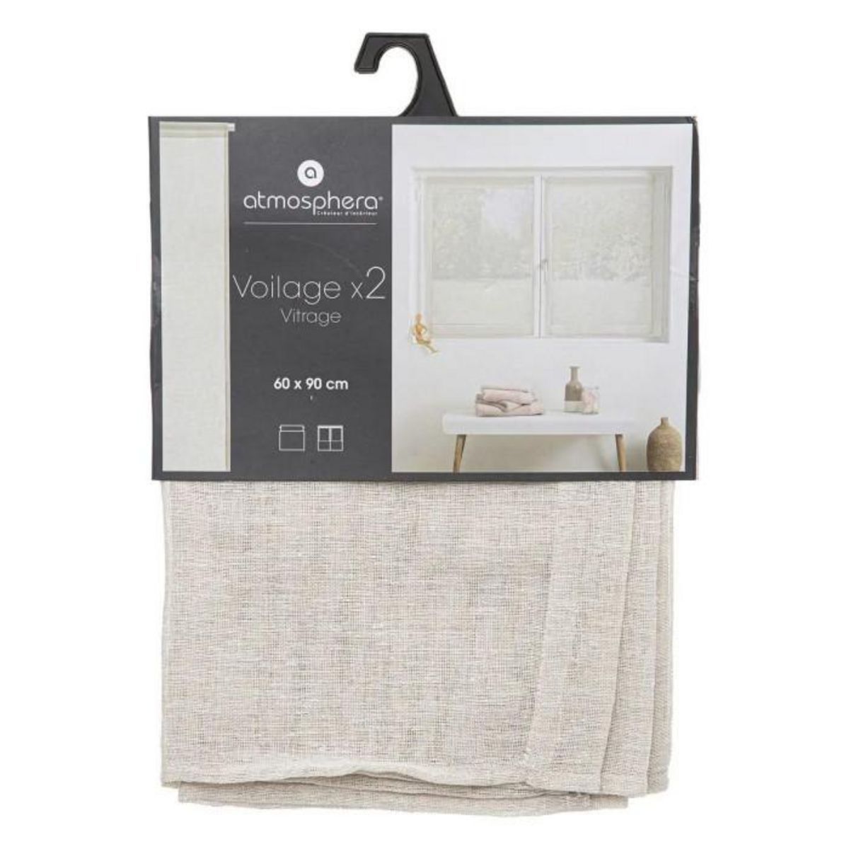 ATMOSPHERA Paire de Voilages  Fred  60x90cm Lin