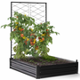 Voir la diapositive 5 : ID MARKET Kit complet 3 bacs métal modulables carrés potager et serre à tomates + treillis + housse
