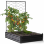 Voir la diapositive 5 : ID MARKET Kit complet 3 bacs métal modulables carrés potager et serre à tomates + treillis + housse